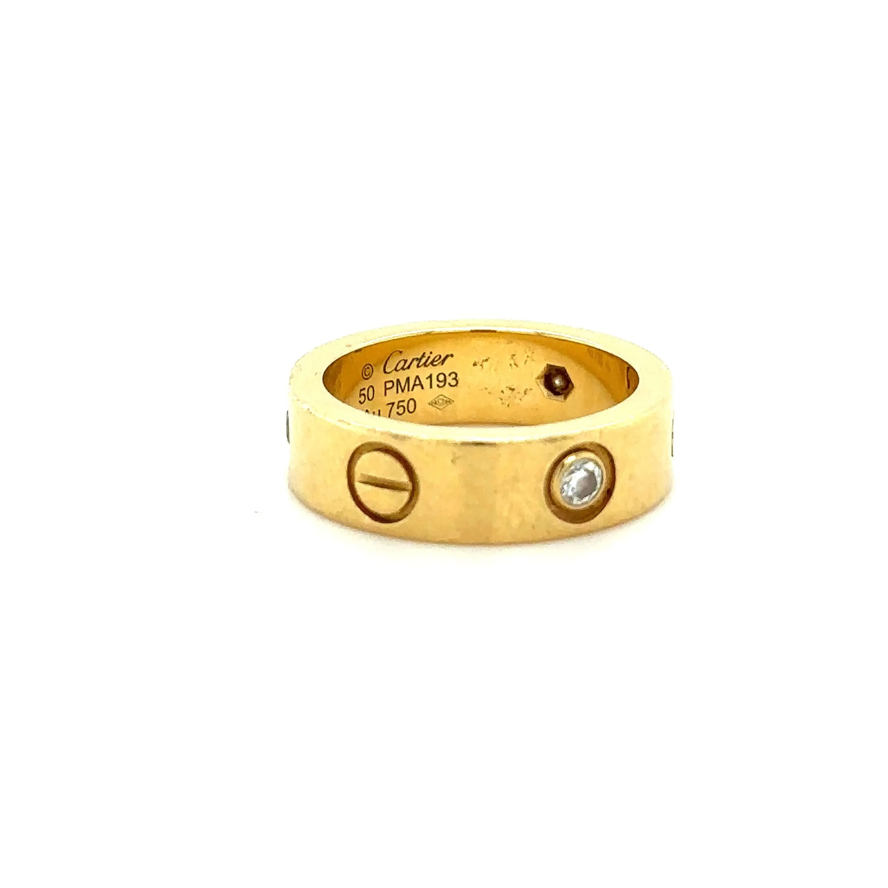 Cartier Love Yellow Gold Ring with 3 Diamonds - Image 4