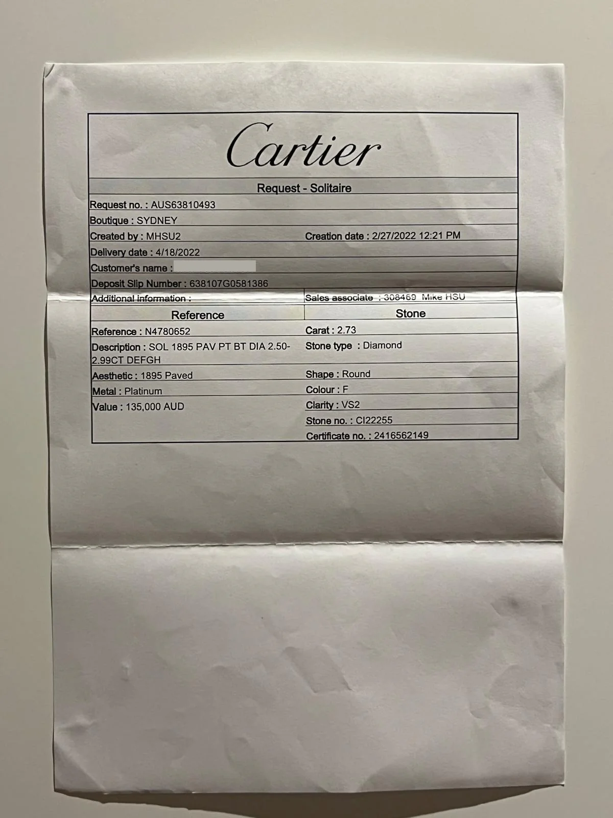 Cartier Platinum Diamond Engagement Ring 3.43ct 5.5g - Image 20