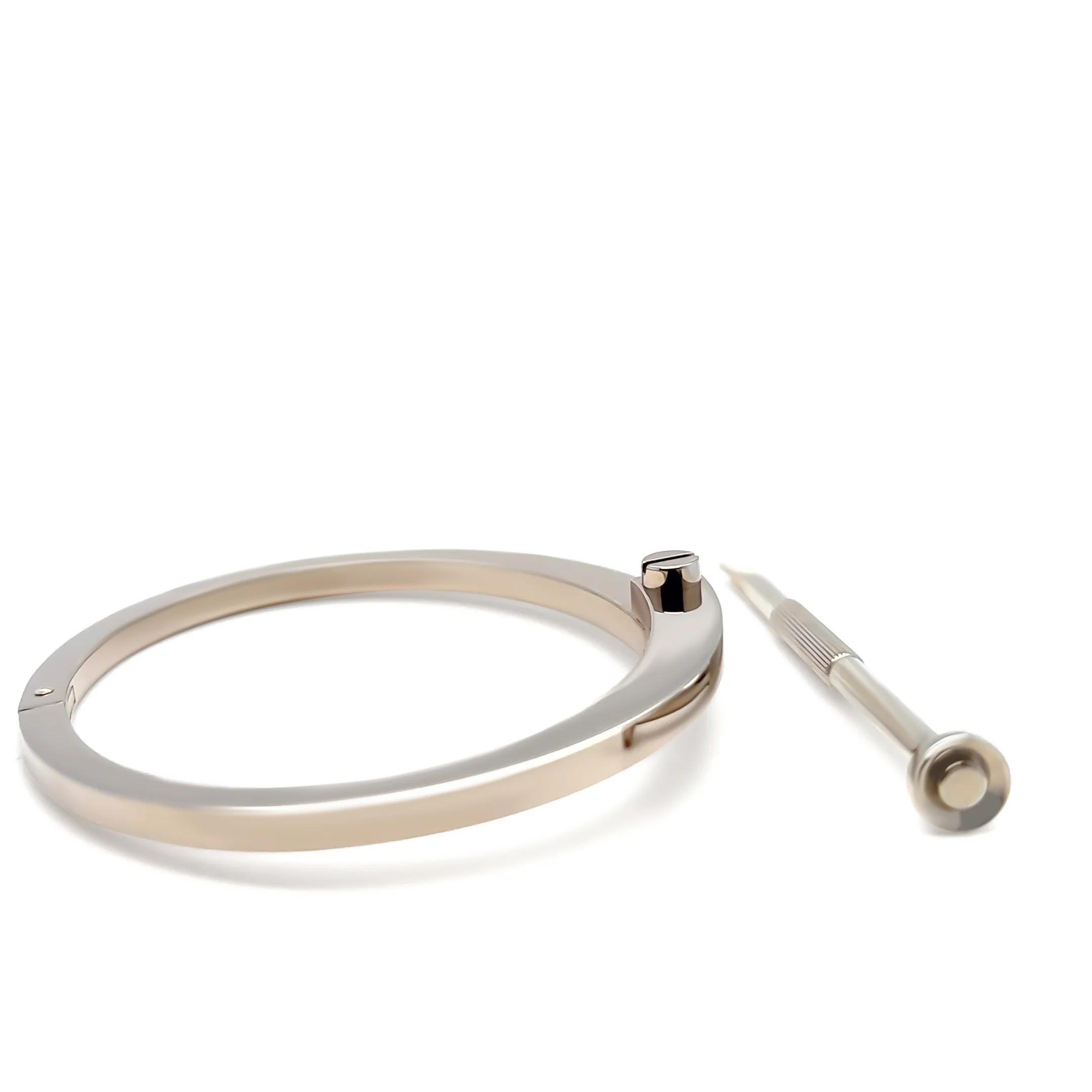 Cartier Rare 1980s 18ct White Gold Menotte Handcuff Bracelet 60.28g - Image 3
