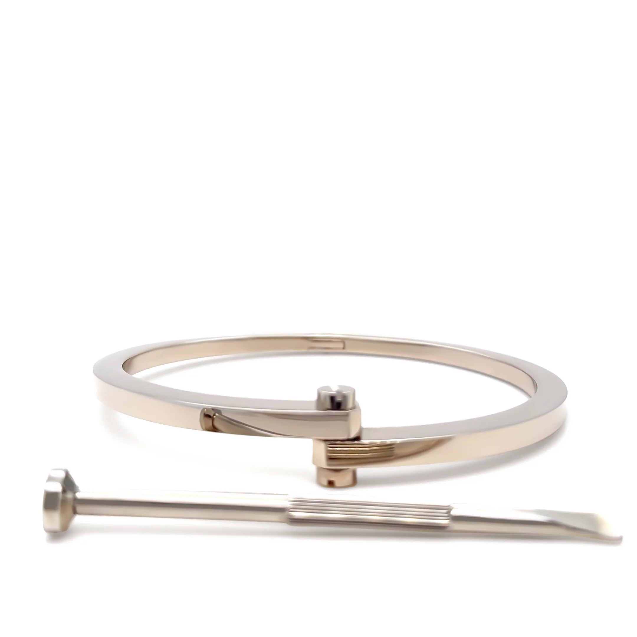 Cartier Rare 1980s 18ct White Gold Menotte Handcuff Bracelet 60.28g - Image 7