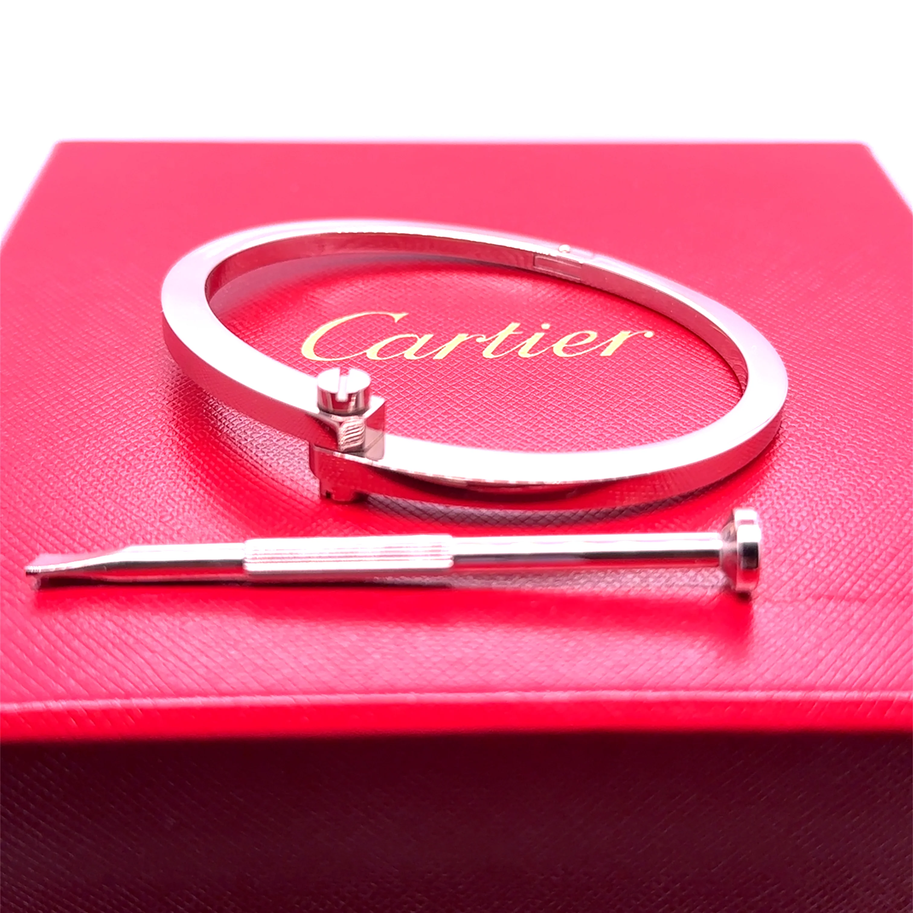 Cartier Rare 1980s 18ct White Gold Menotte Handcuff Bracelet 60.28g - Image 9