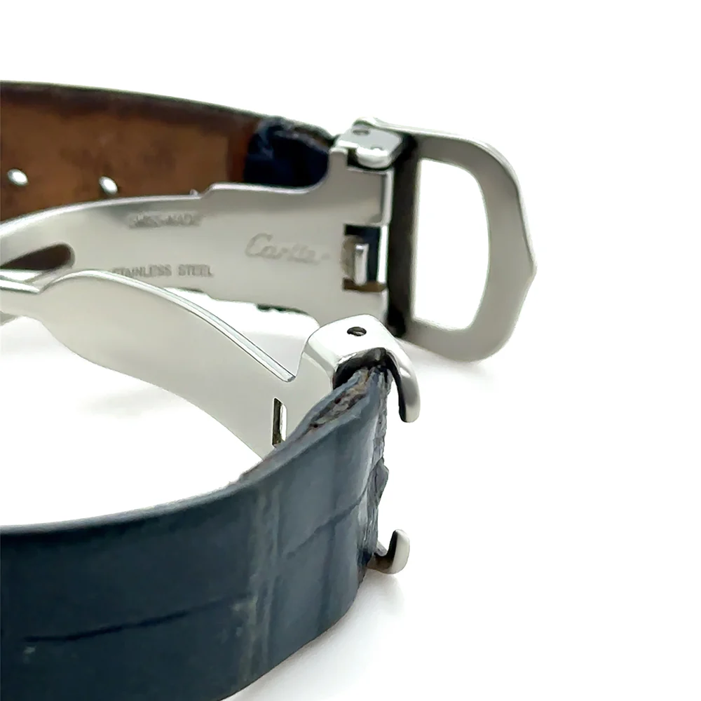 Cartier Tank Must Silver Quartz Watch Green Strap - Image 4