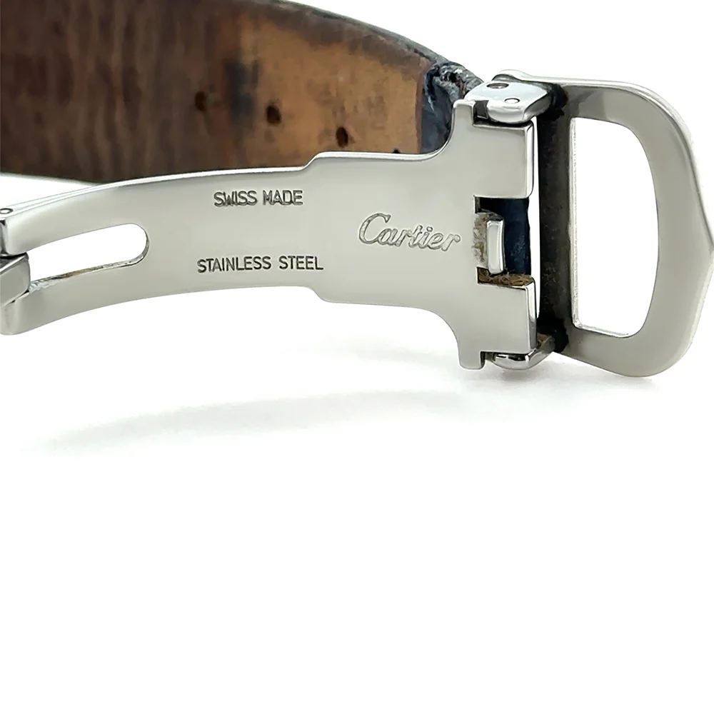 Cartier Tank Must Silver Quartz Watch Green Strap - Image 5