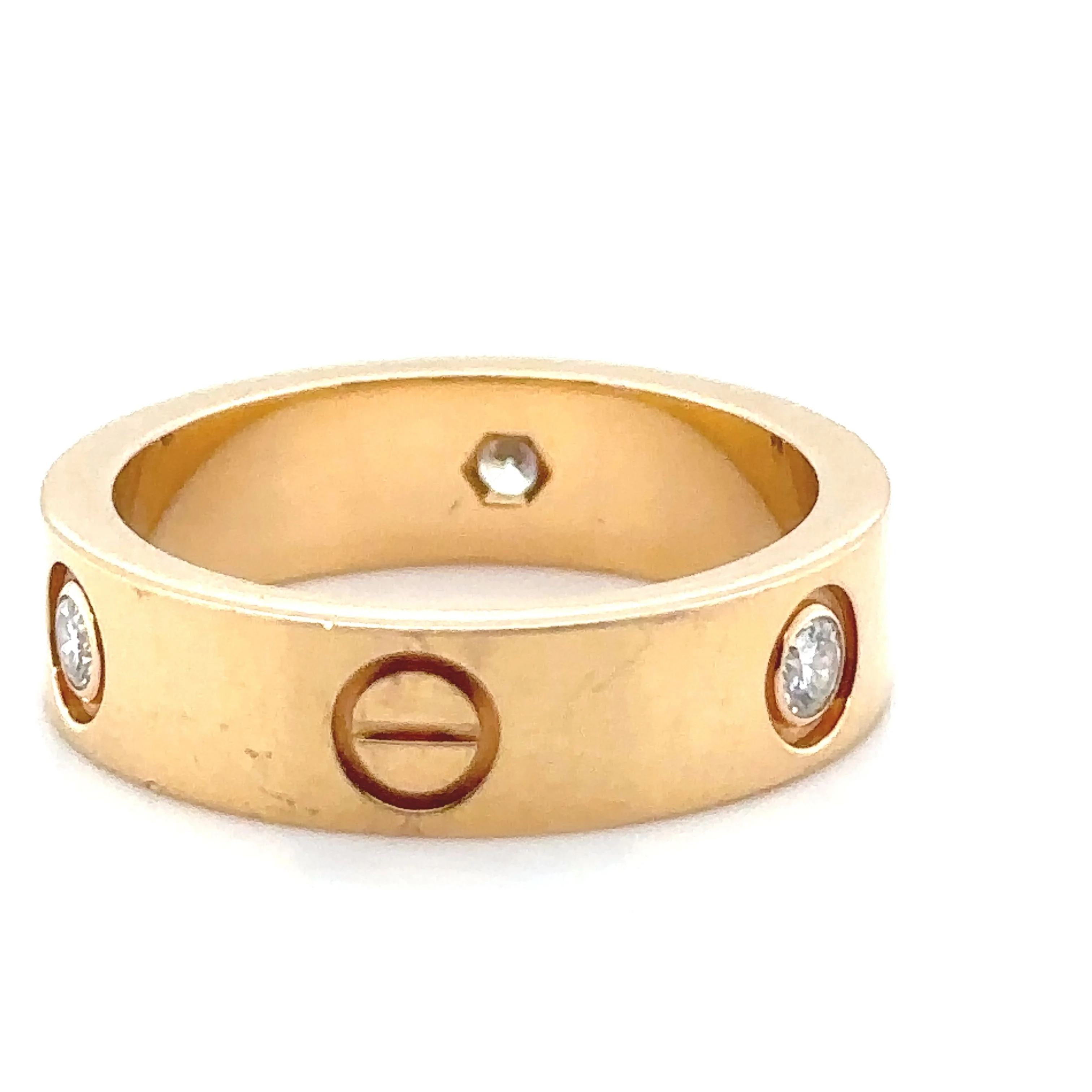 Cartier Yellow Gold Love Ring with 3 Diamonds - Image 3