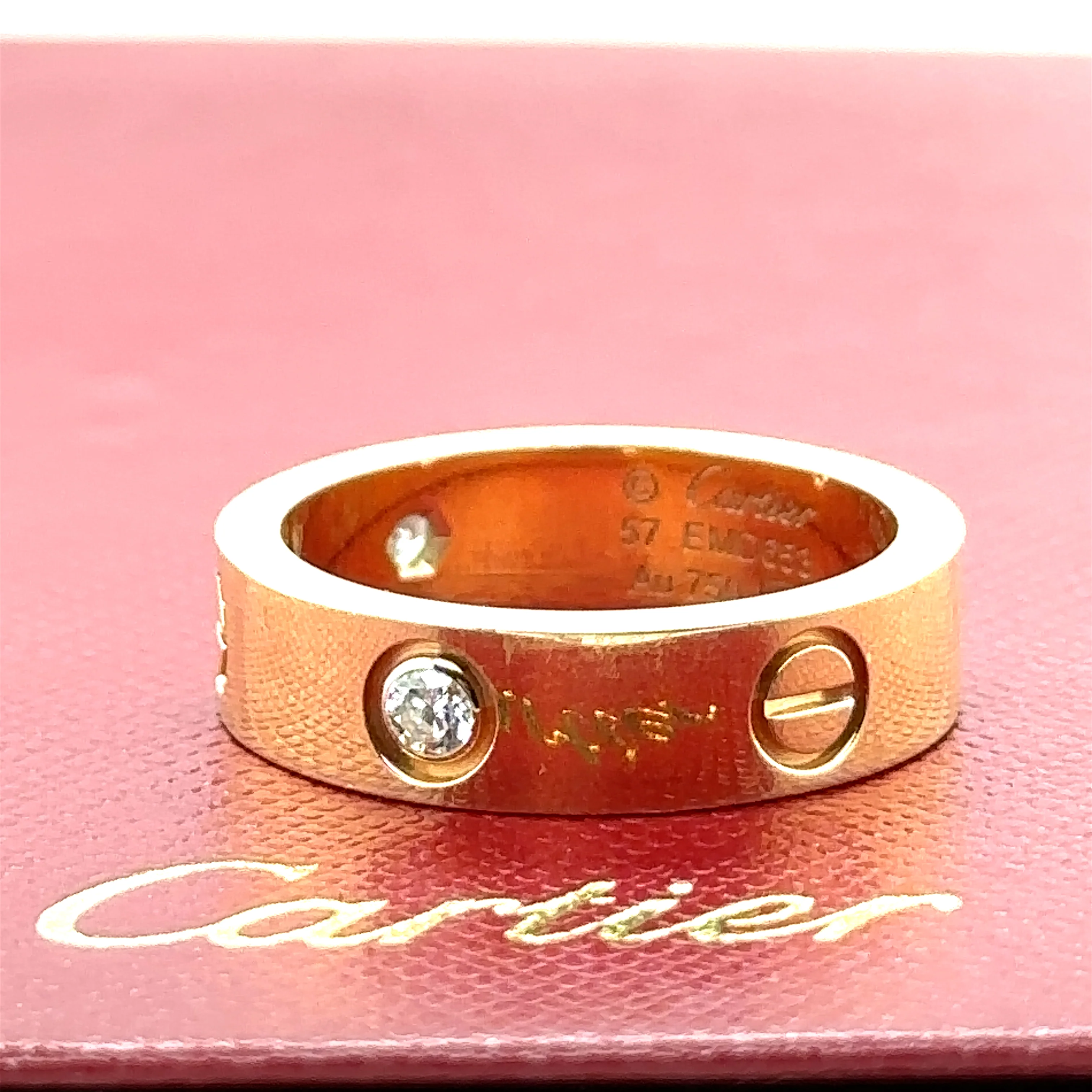 Cartier Yellow Gold Love Ring with 3 Diamonds - Image 7