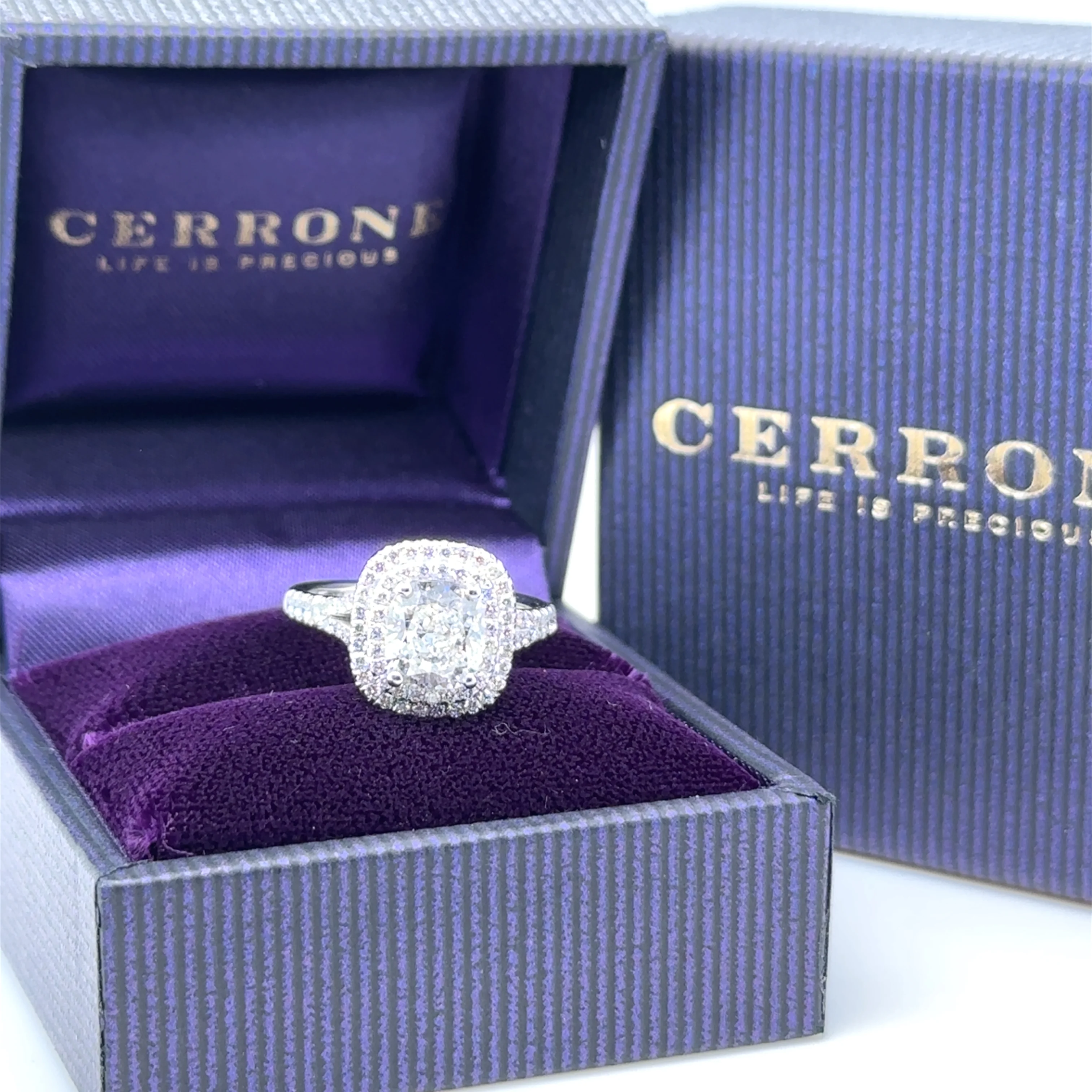 Cerrone 18ct White Gold Double Halo Cushion Cut Diamond Ring 2.27ct - Image 11