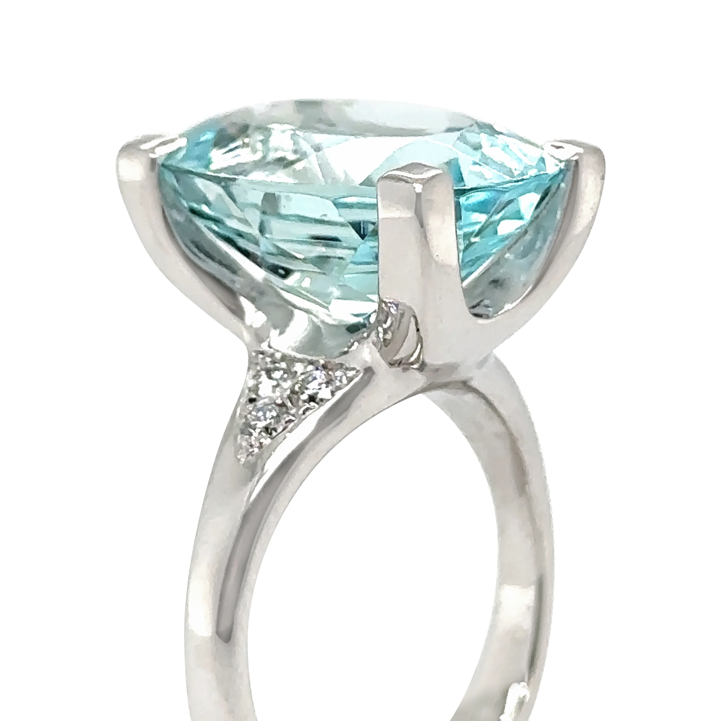 Cerrone Aquamarine & Diamond Oval Ring 11.12ct - Image 5