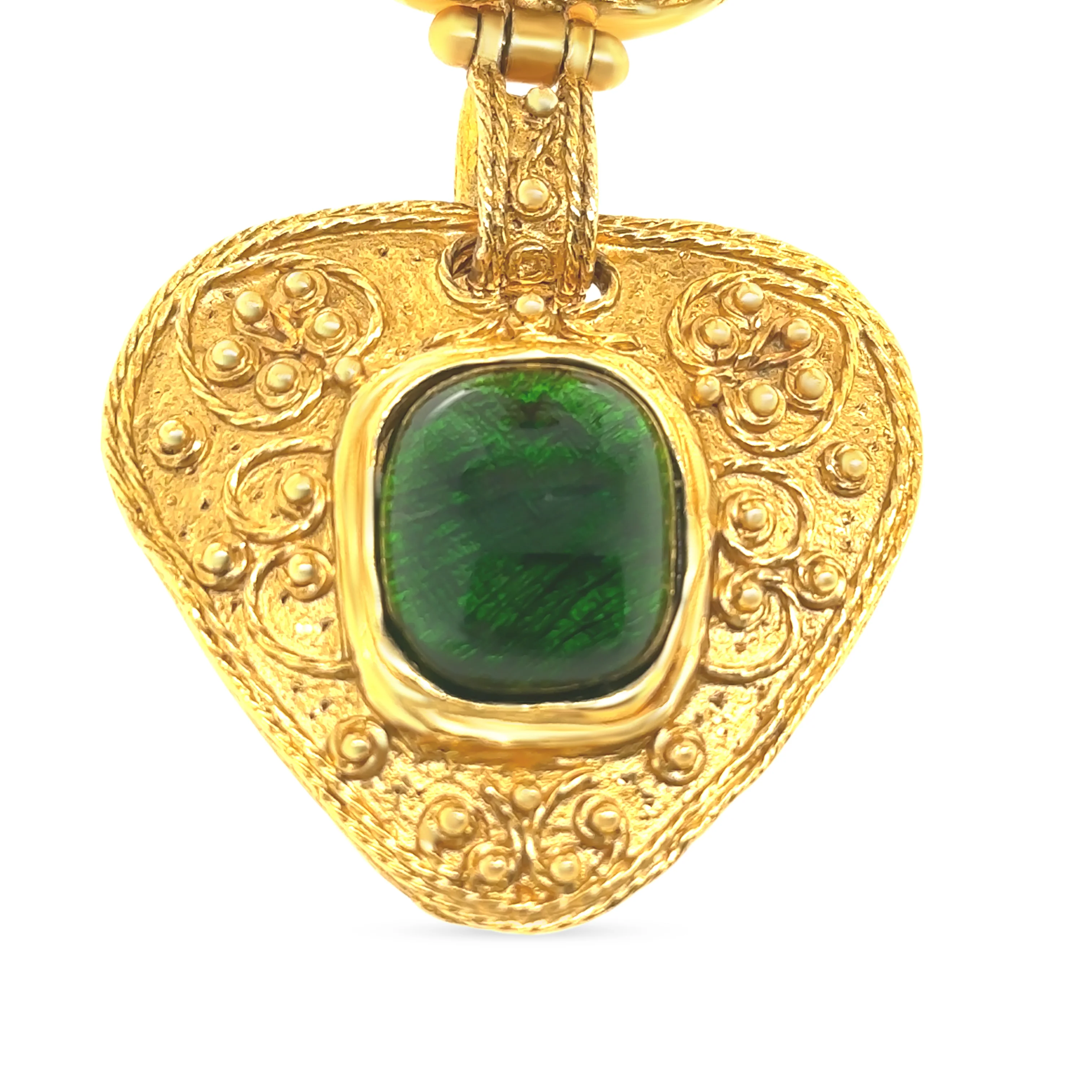 Chanel GP Vintage Gripoix CC Heart Brooch Necklace 90cm - Image 4