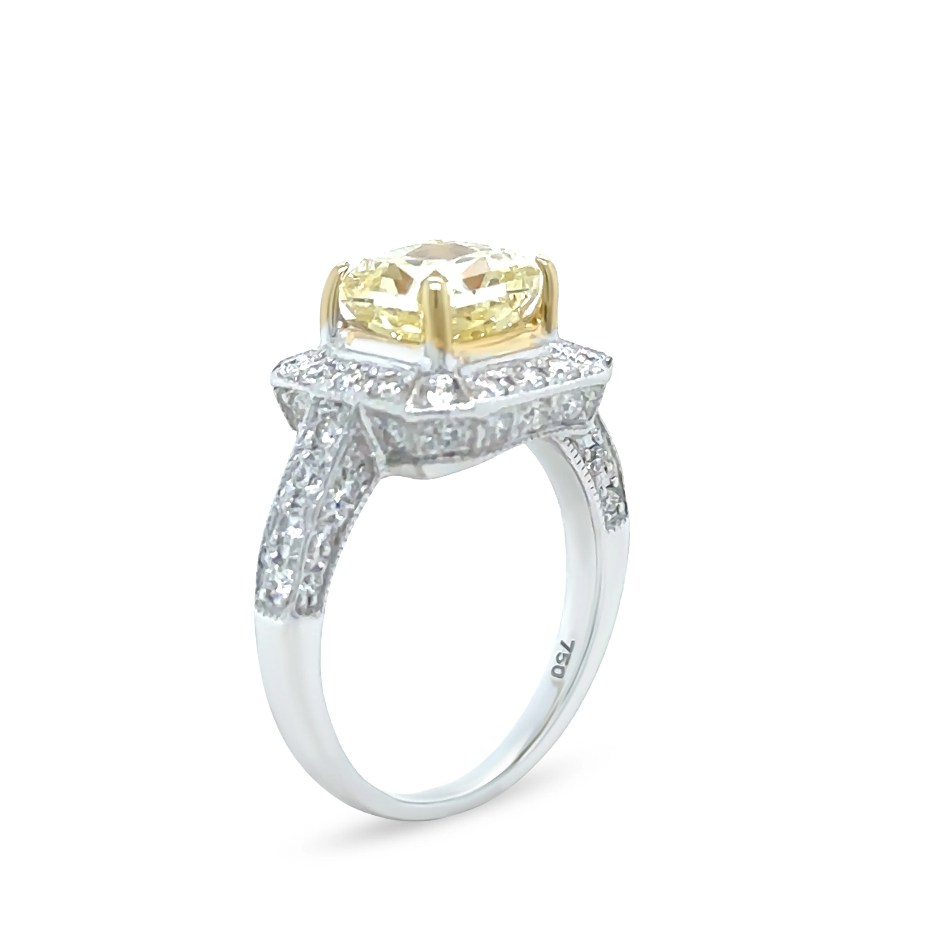 DCLA 18ct White Gold Fancy Yellow Diamond Engagement Ring 2.53ct - Image 3