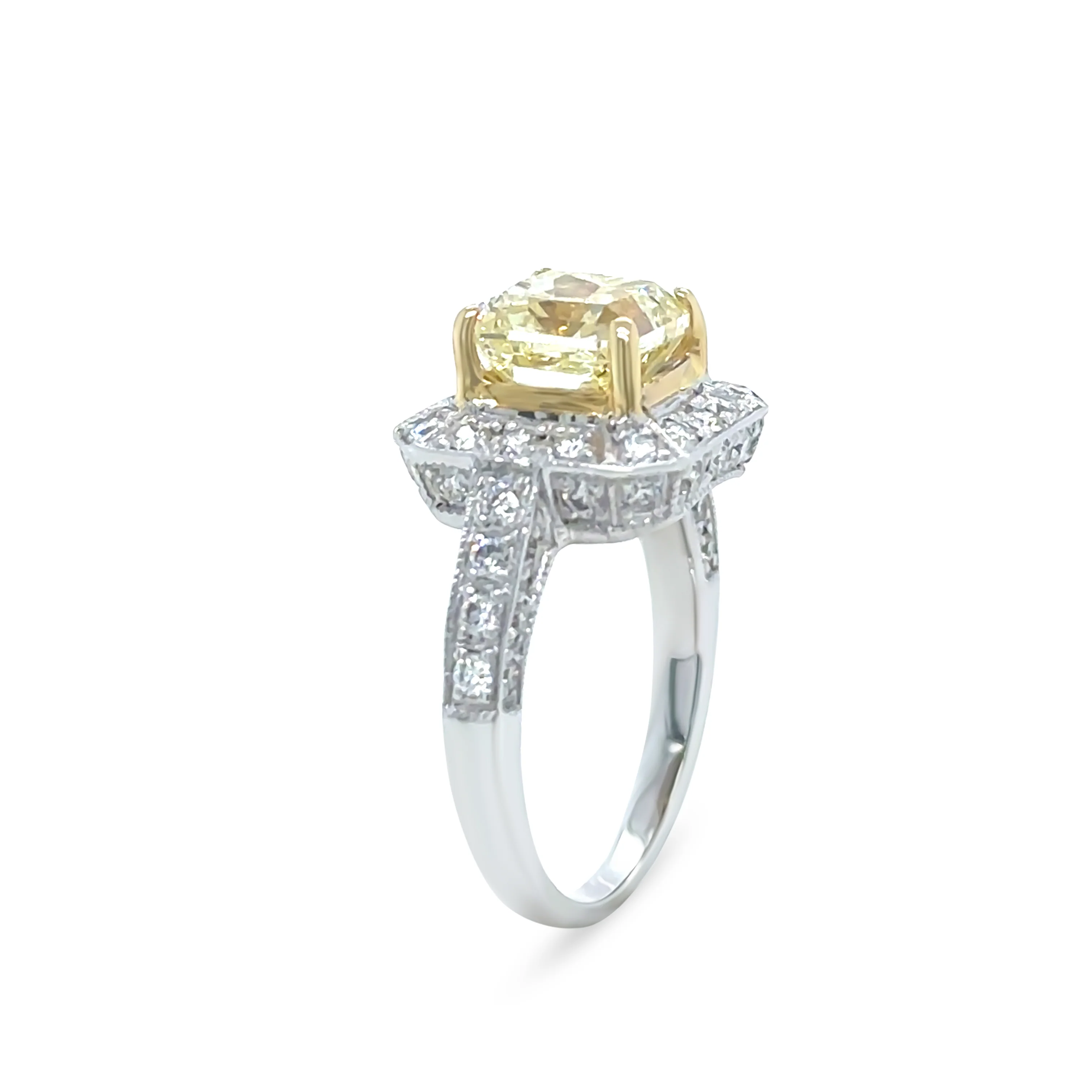 DCLA 18ct White Gold Fancy Yellow Diamond Engagement Ring 2.53ct - Image 5