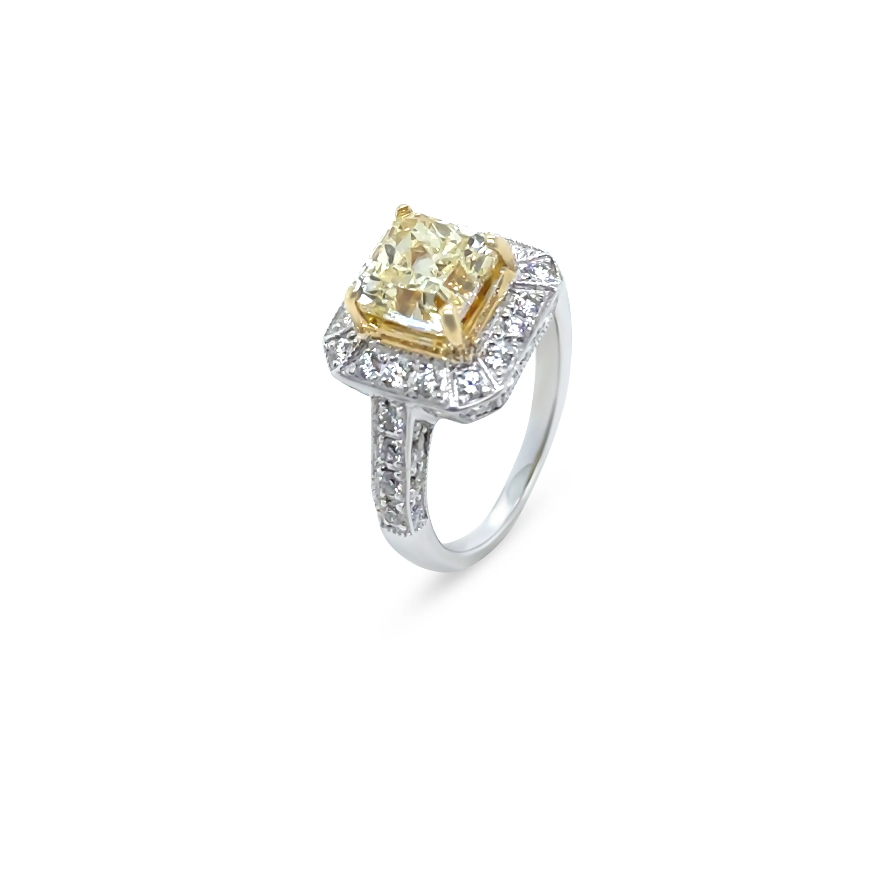 DCLA 18ct White Gold Fancy Yellow Diamond Engagement Ring 2.53ct - Image 8