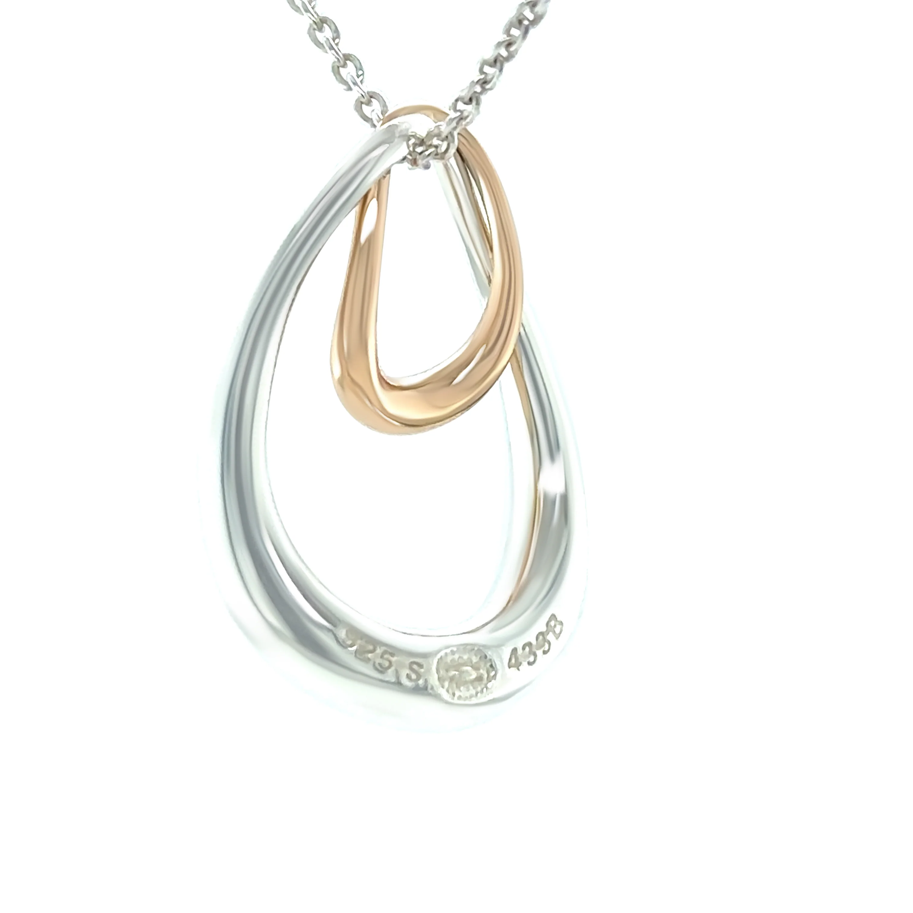 Georg Jensen 18ct Rose Gold & Sterling Silver Offspring Necklace 6.22g - Image 5
