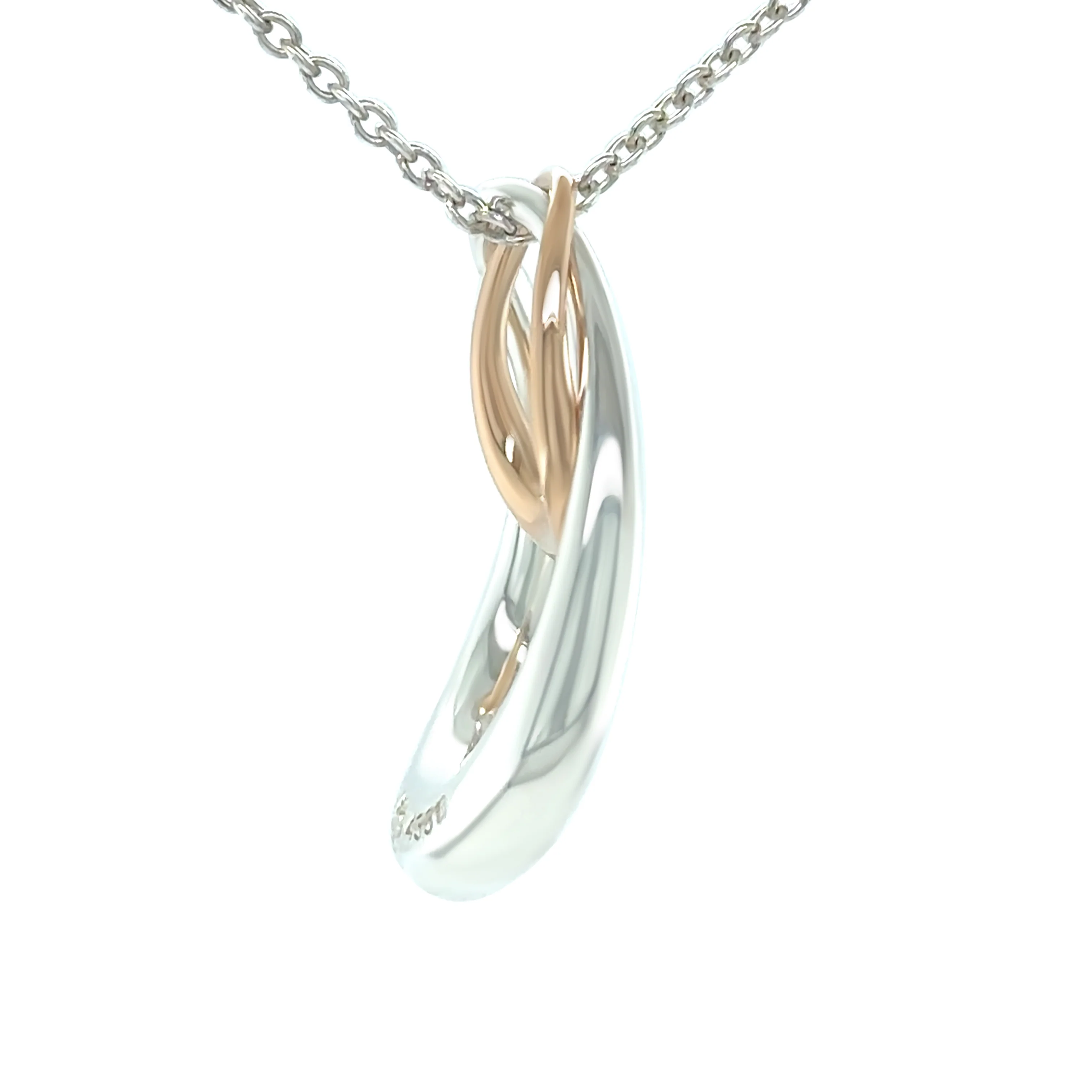 Georg Jensen 18ct Rose Gold & Sterling Silver Offspring Necklace 6.22g - Image 6