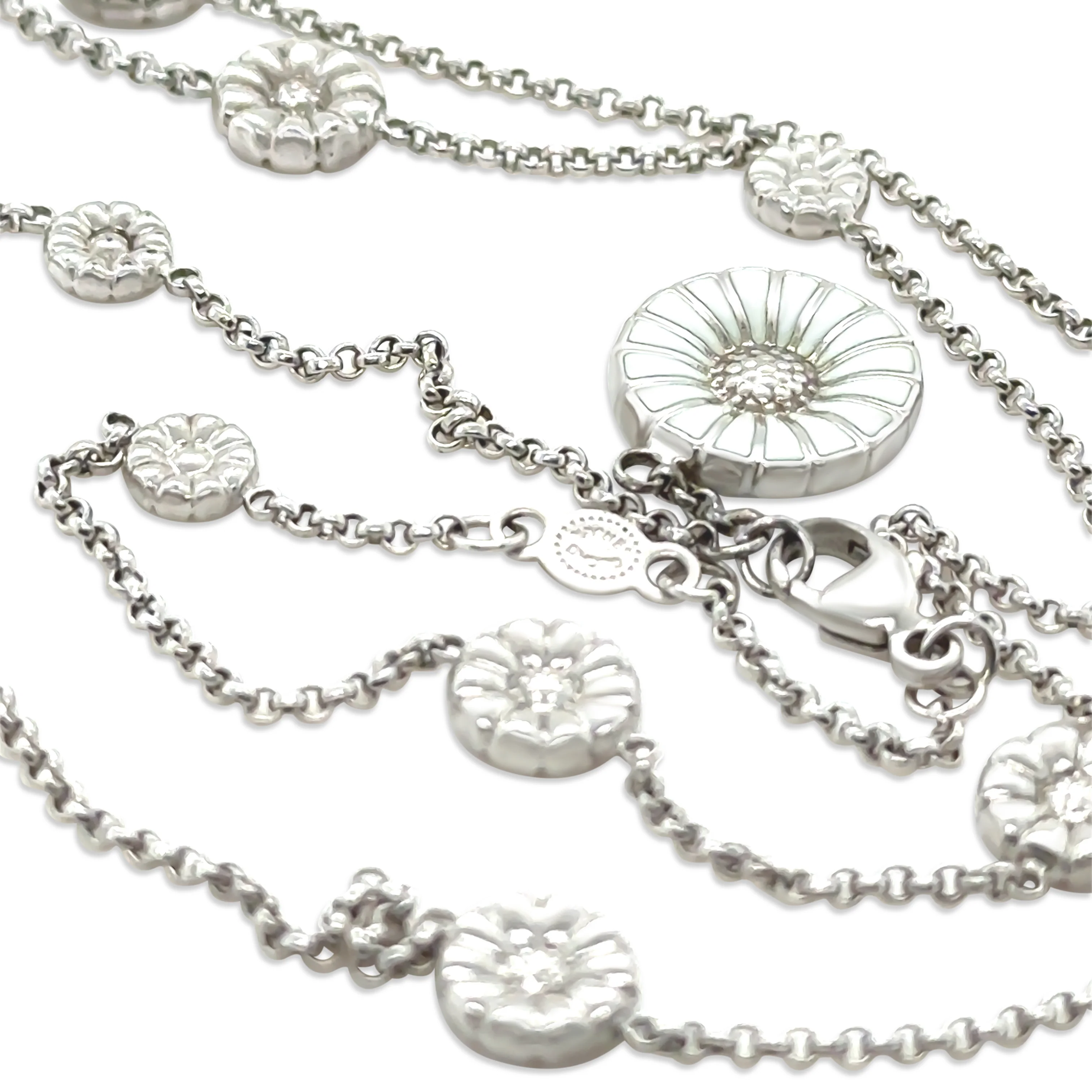 Georg Jensen Sterling Silver Daisy Long Necklace 12.5g - Image 3