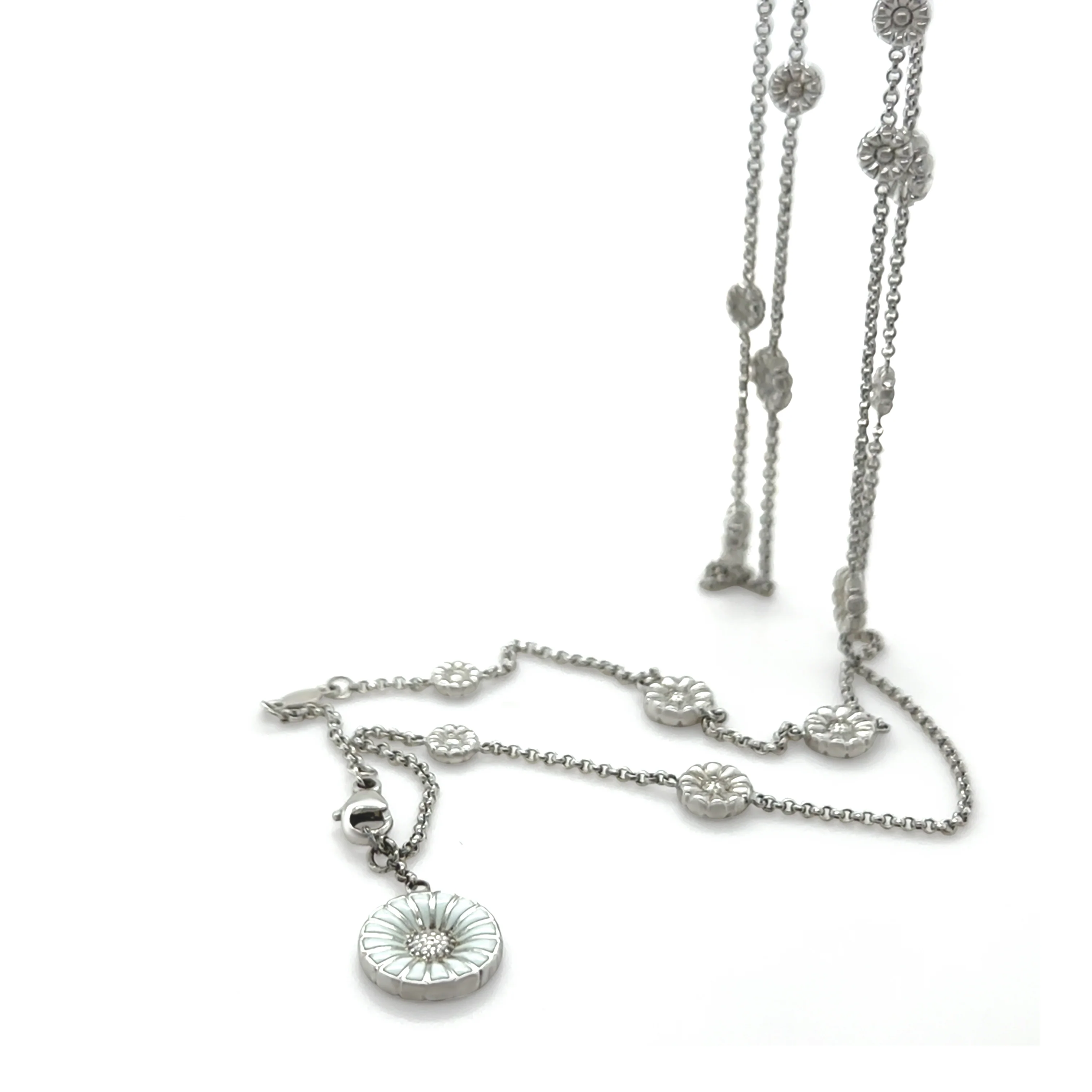 Georg Jensen Sterling Silver Daisy Long Necklace 12.5g - Image 5