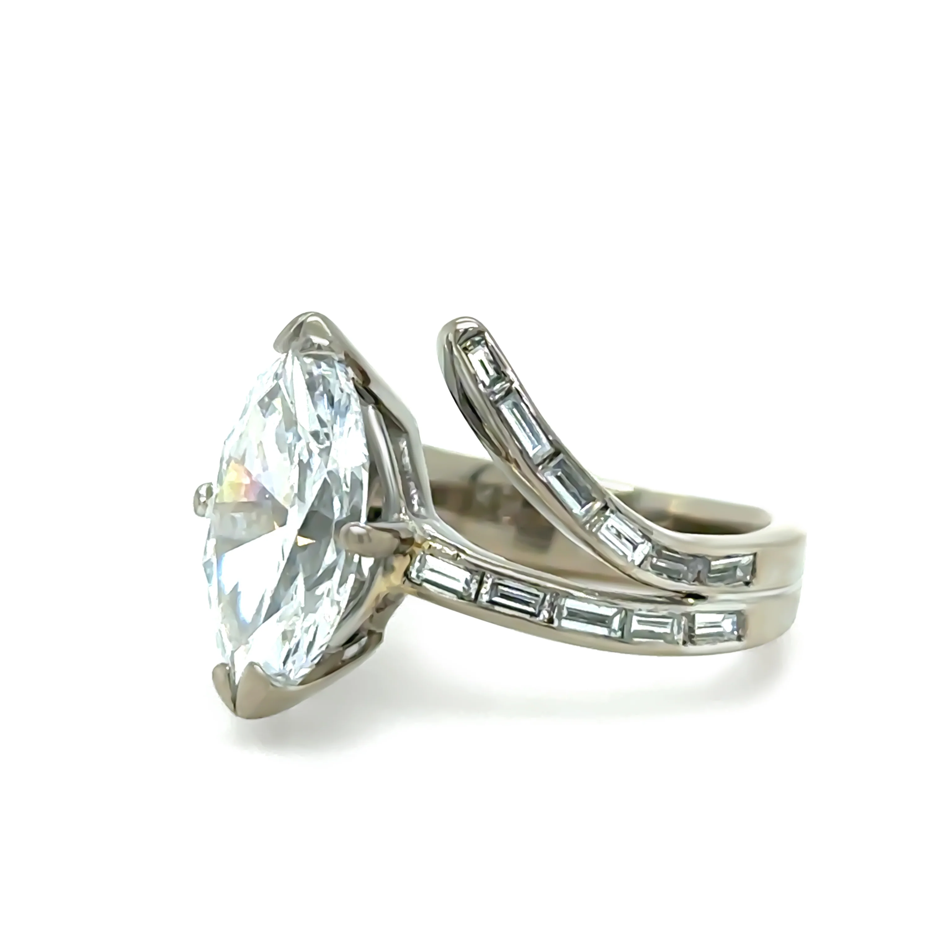 GIA 14ct White Gold Marquise Diamond Ring 3.52ct - Image 3