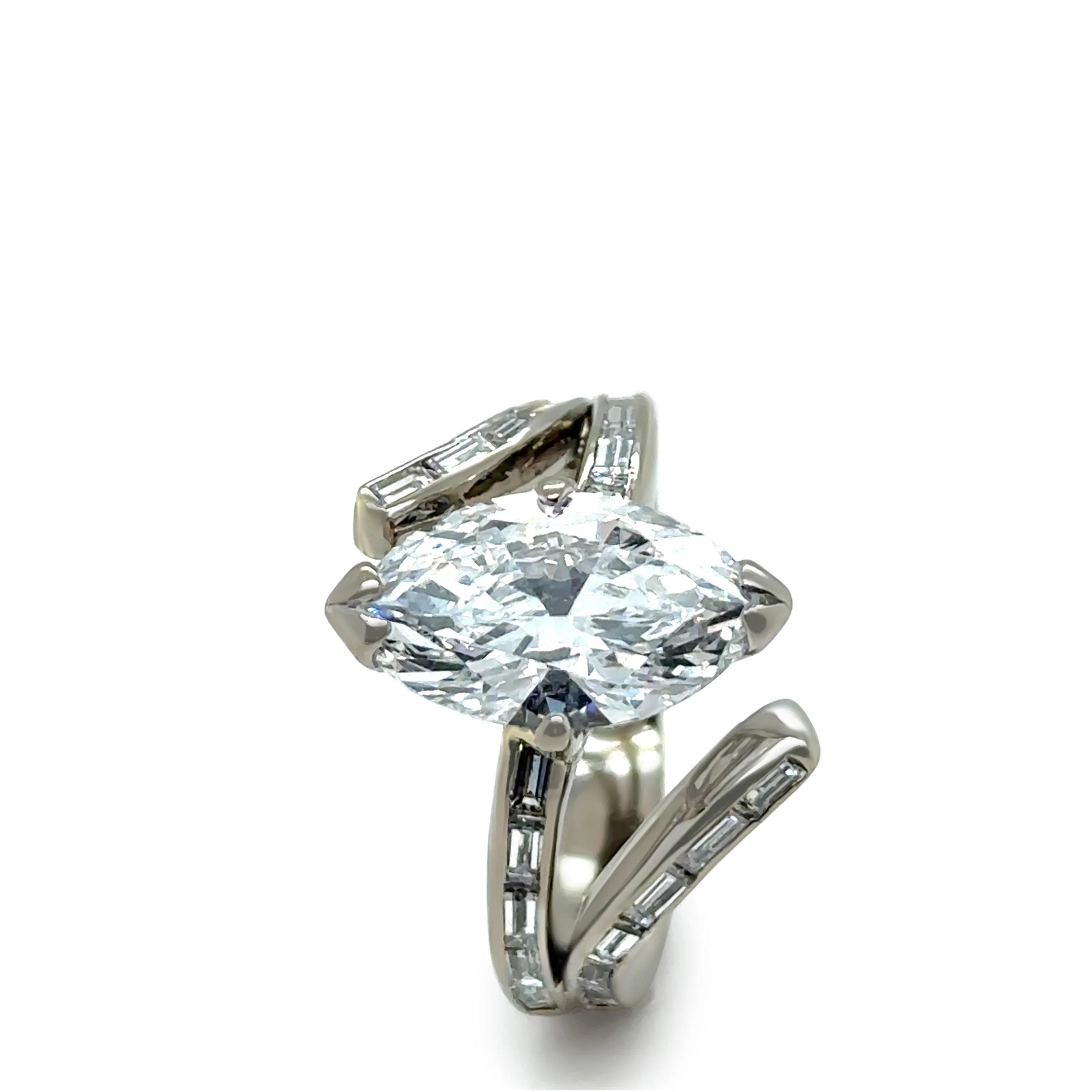 GIA 14ct White Gold Marquise Diamond Ring 3.52ct - Image 6