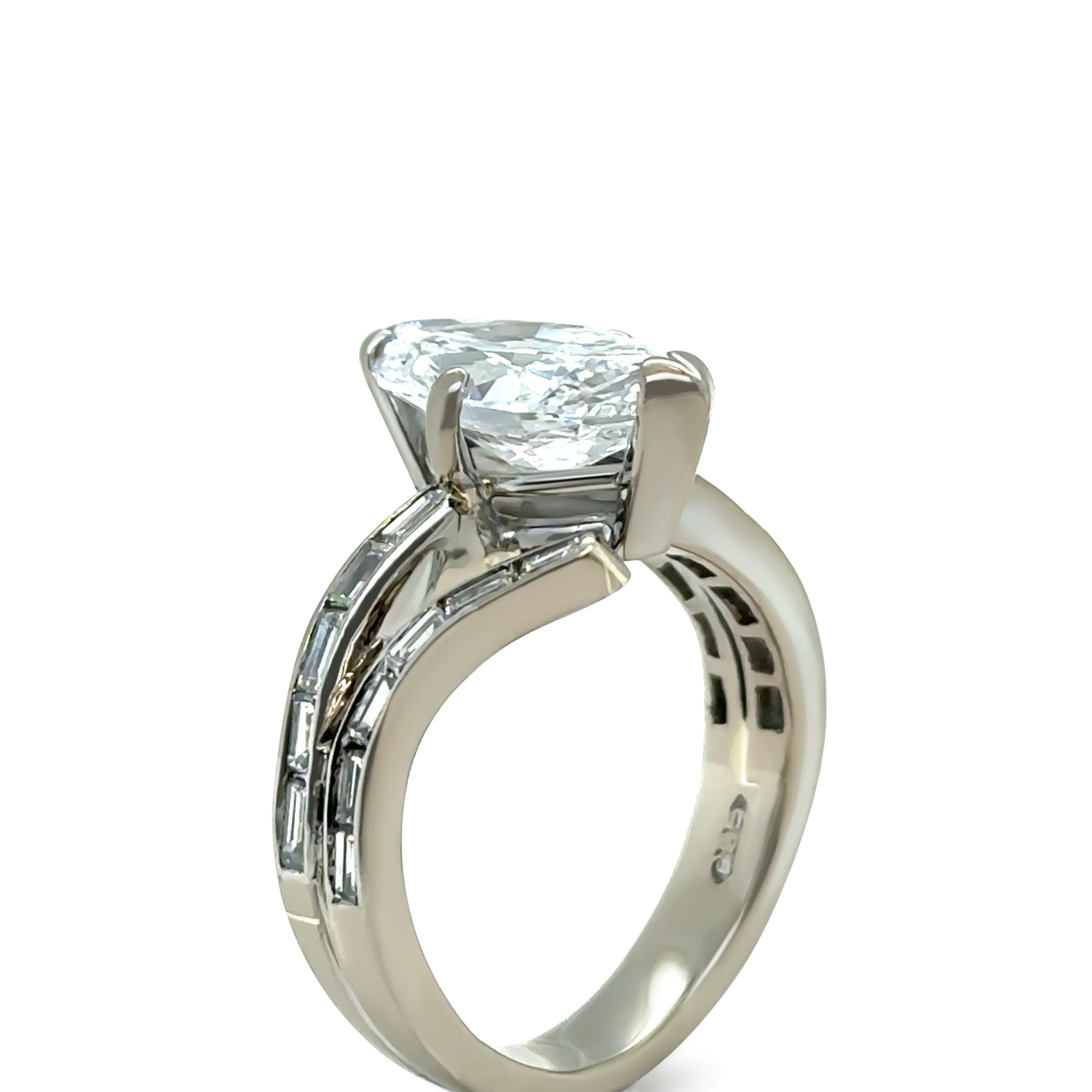 GIA 14ct White Gold Marquise Diamond Ring 3.52ct - Image 7