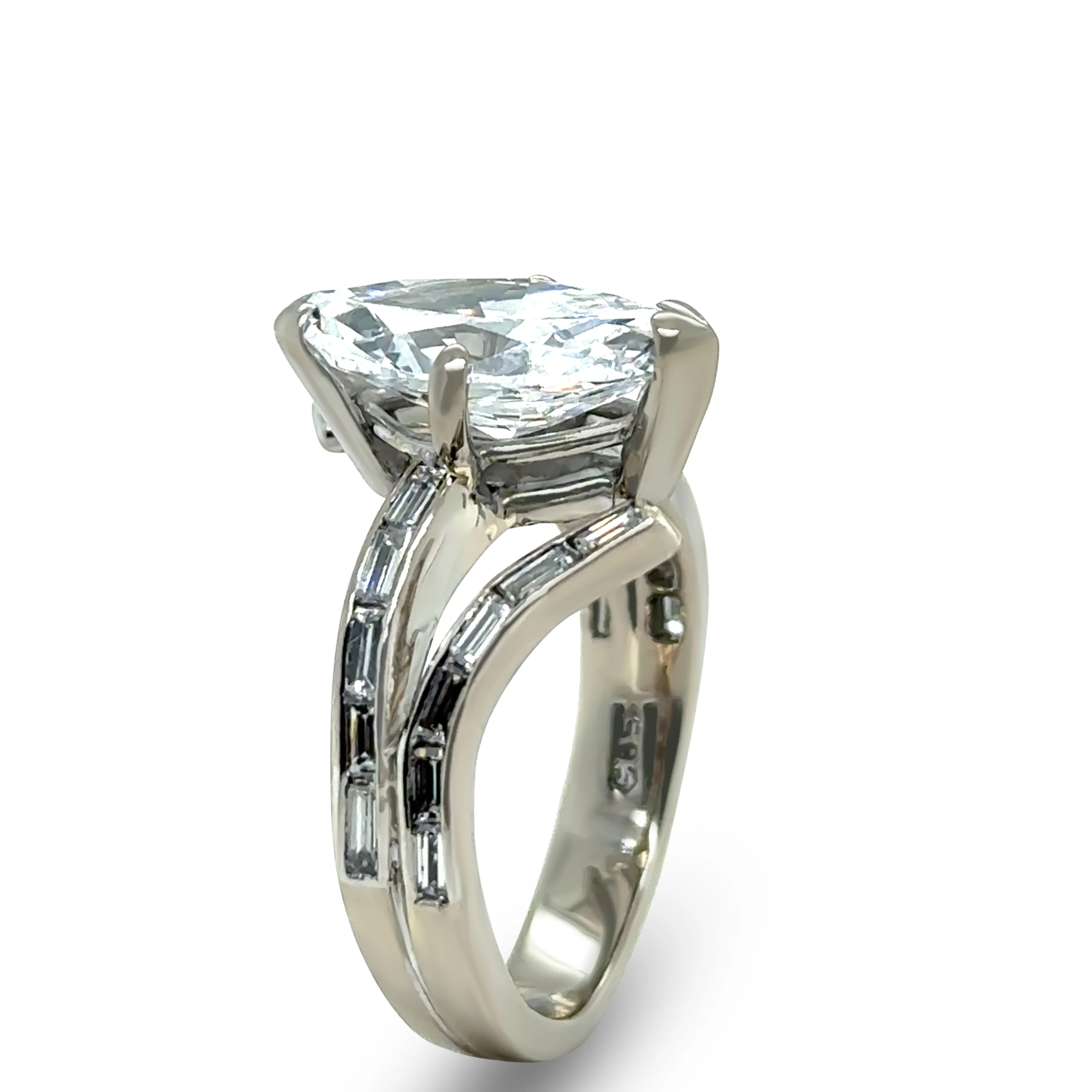 GIA 14ct White Gold Marquise Diamond Ring 3.52ct - Image 8