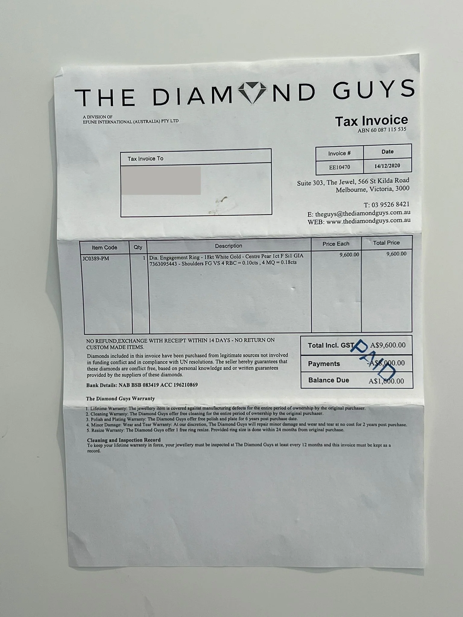 GIA 18ct White Gold Diamond Engagement Ring 1.28ct - Image 7