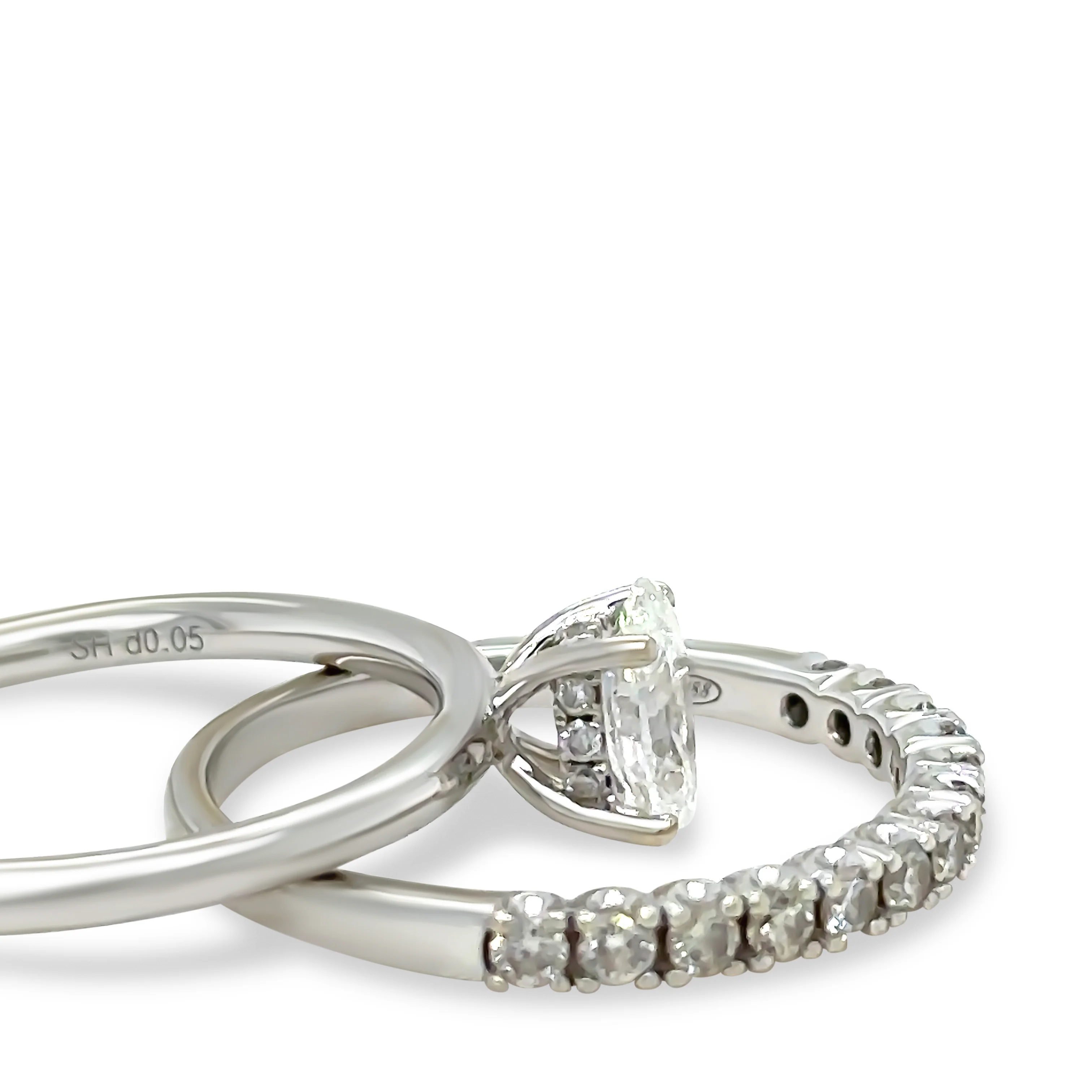 GIA 18ct White Gold Diamond Engagement Ring Set 1.04ct - Image 3