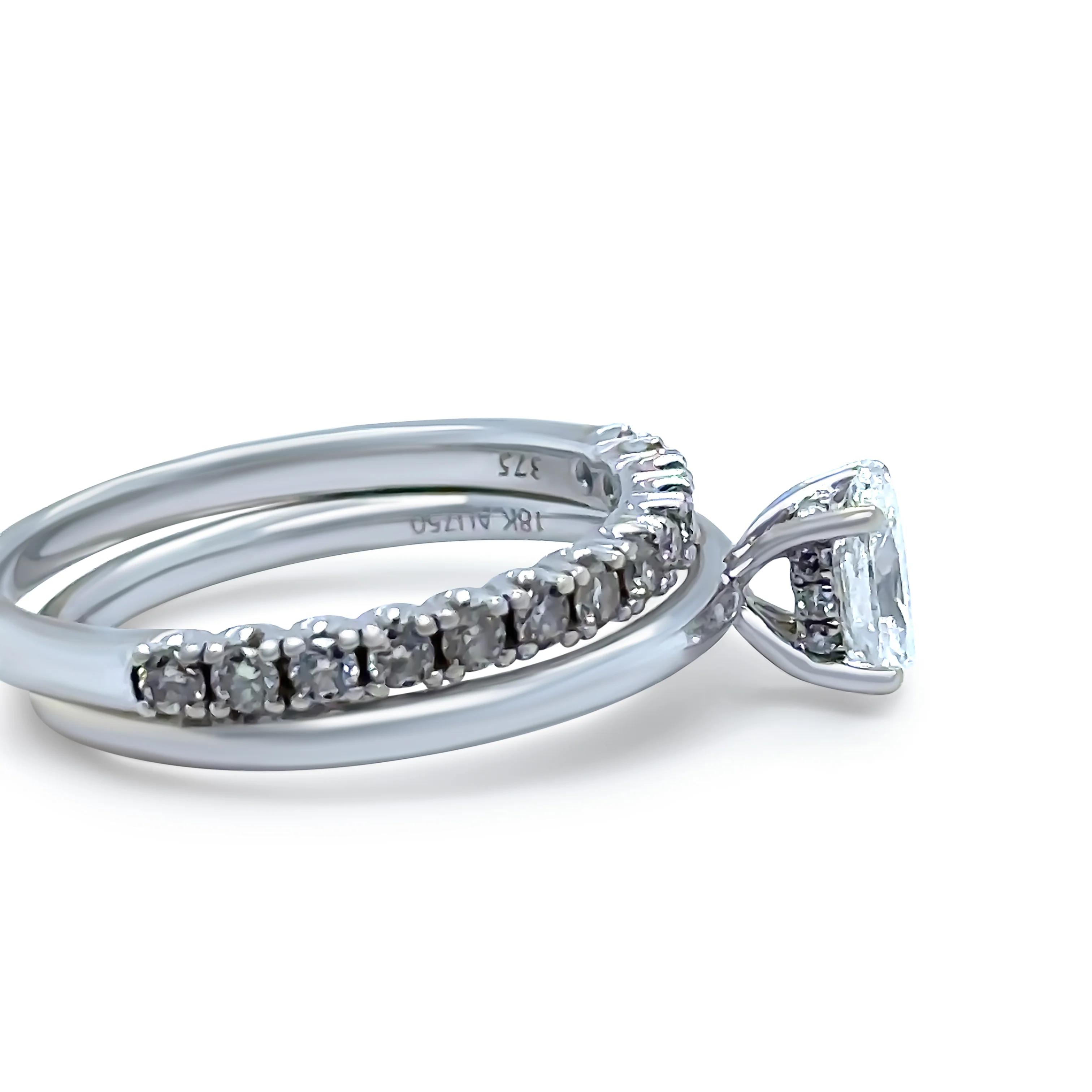 GIA 18ct White Gold Diamond Engagement Ring Set 1.04ct - Image 7