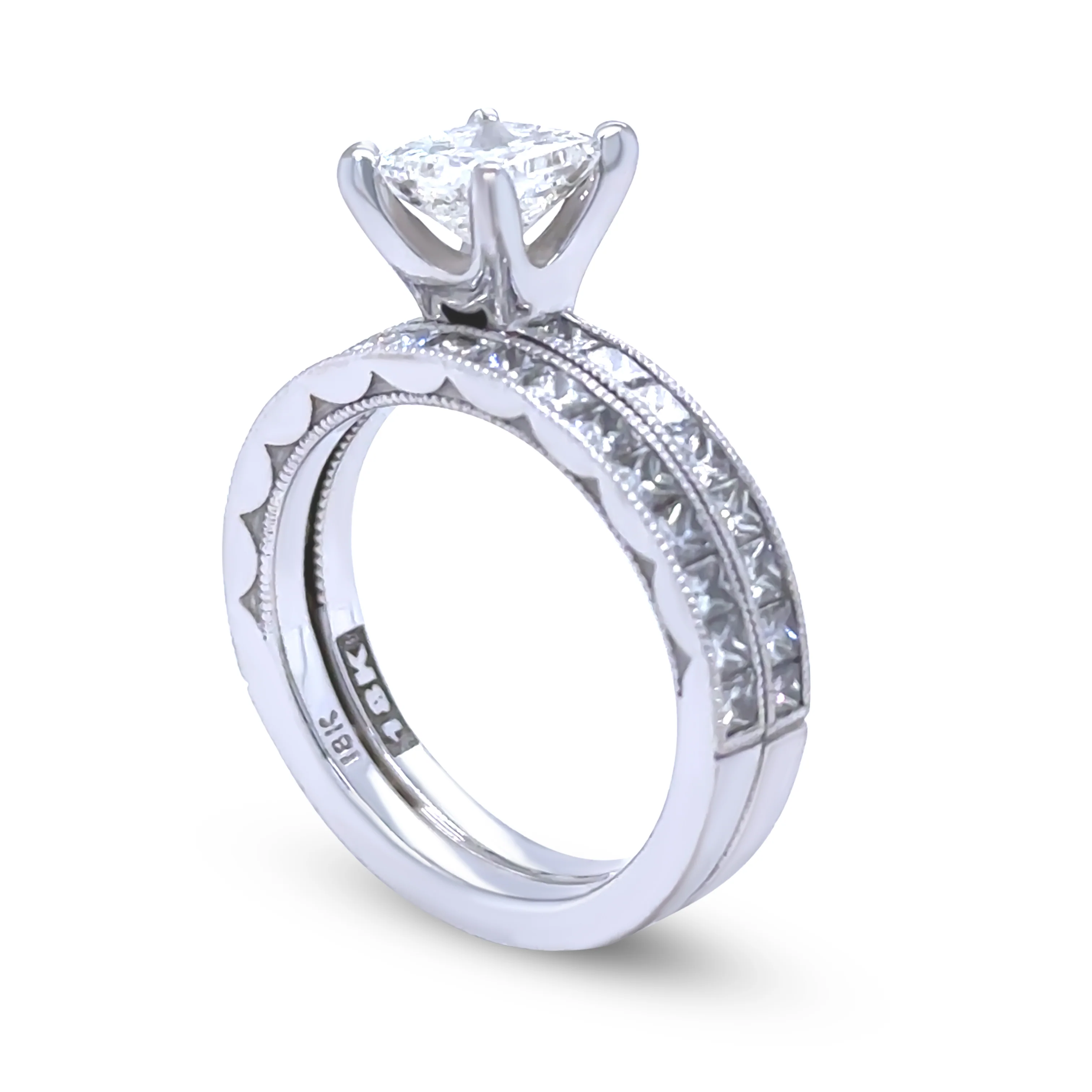 GIA 18ct White Gold Princess Cut Diamond Engagement Ring 1.72ct 6.55g - Image 7