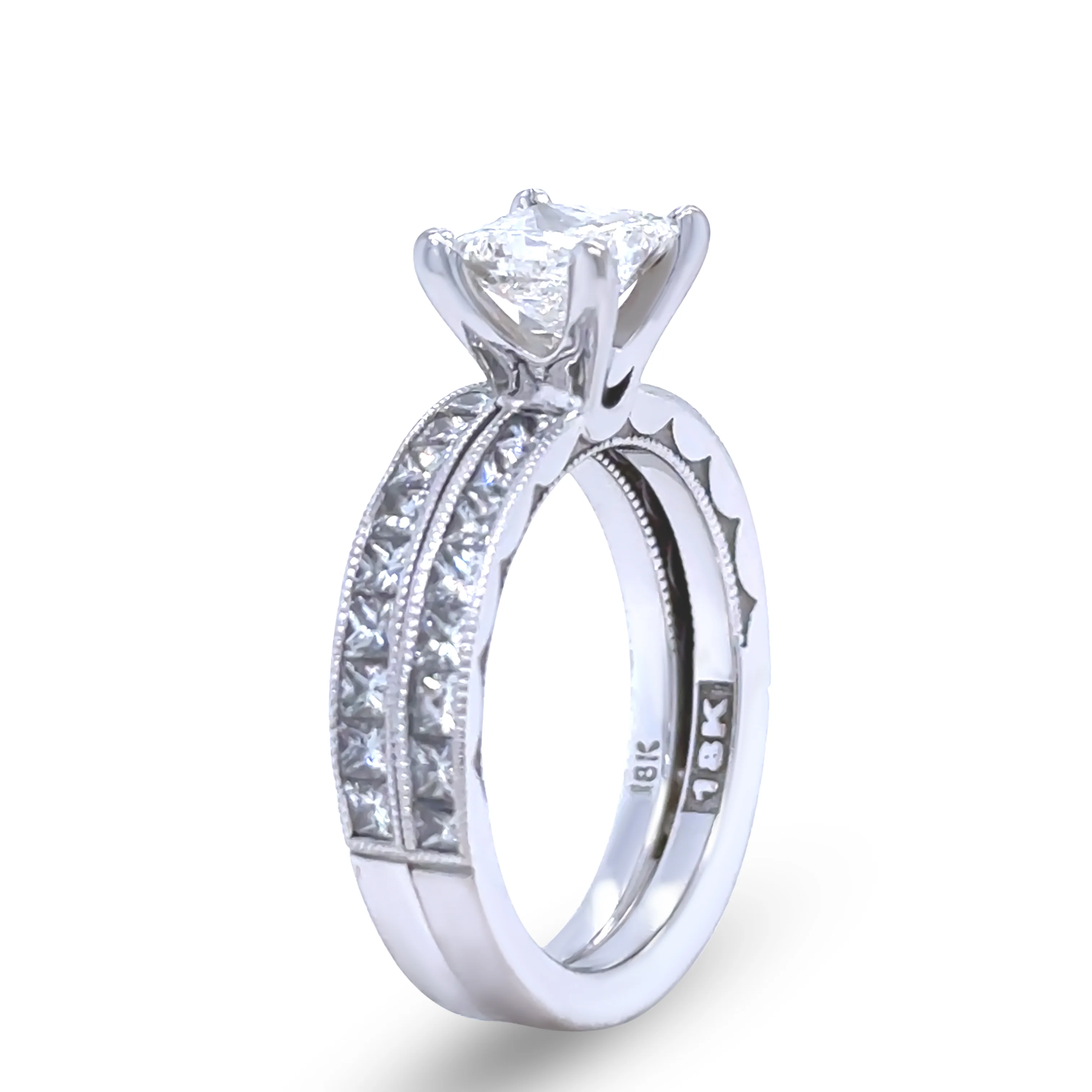 GIA 18ct White Gold Princess Cut Diamond Engagement Ring 1.72ct 6.55g - Image 8