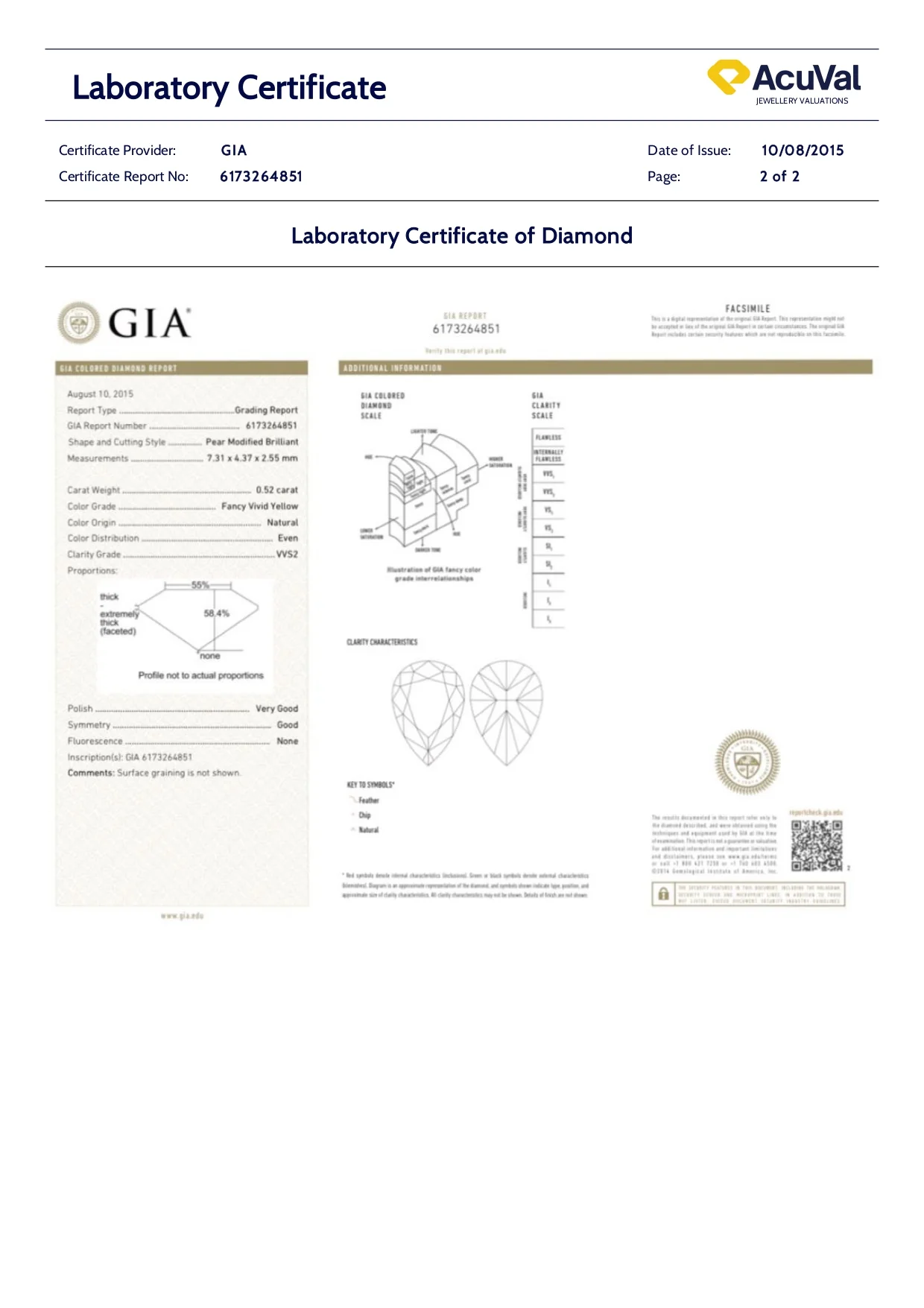 GIA Loose Natural Fancy Vivid Yellow Diamond 0.52ct - Image 8