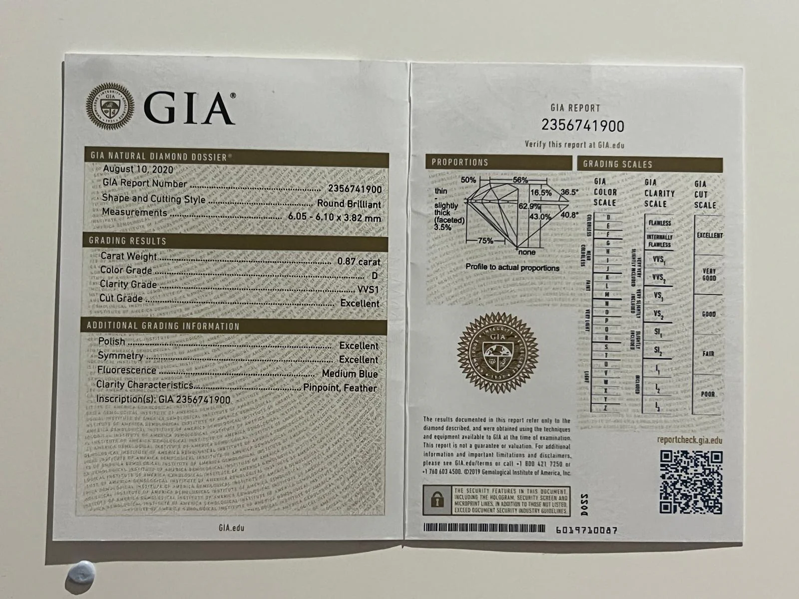 GIA Platinum Diamond Engagement Ring 0.87ct - Image 7