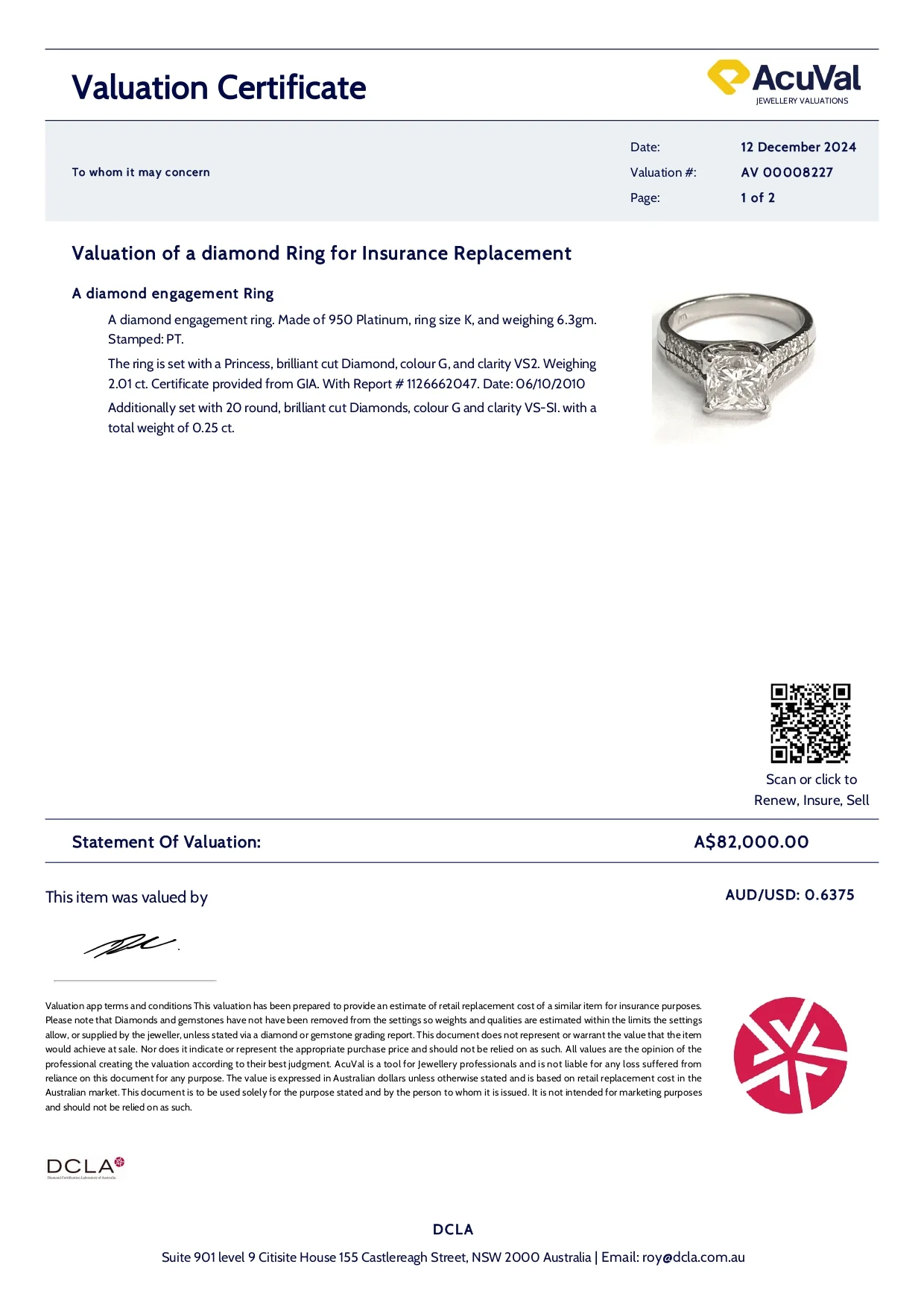 GIA Platinum Diamond Engagement Ring 2.26ct - Image 9
