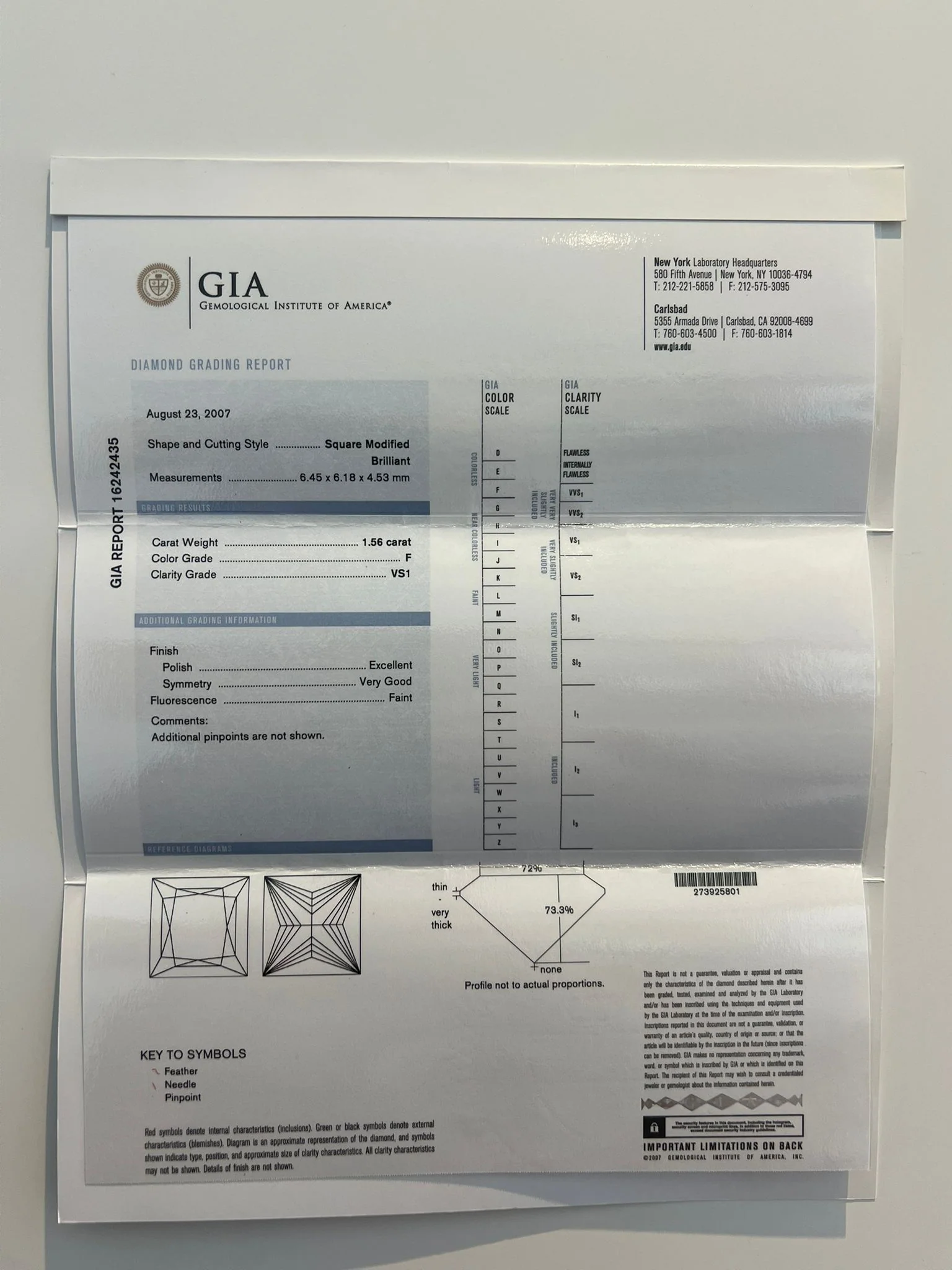 GIA Platinum Princess Cut Diamond Engagement Ring 1.56ct - Image 11