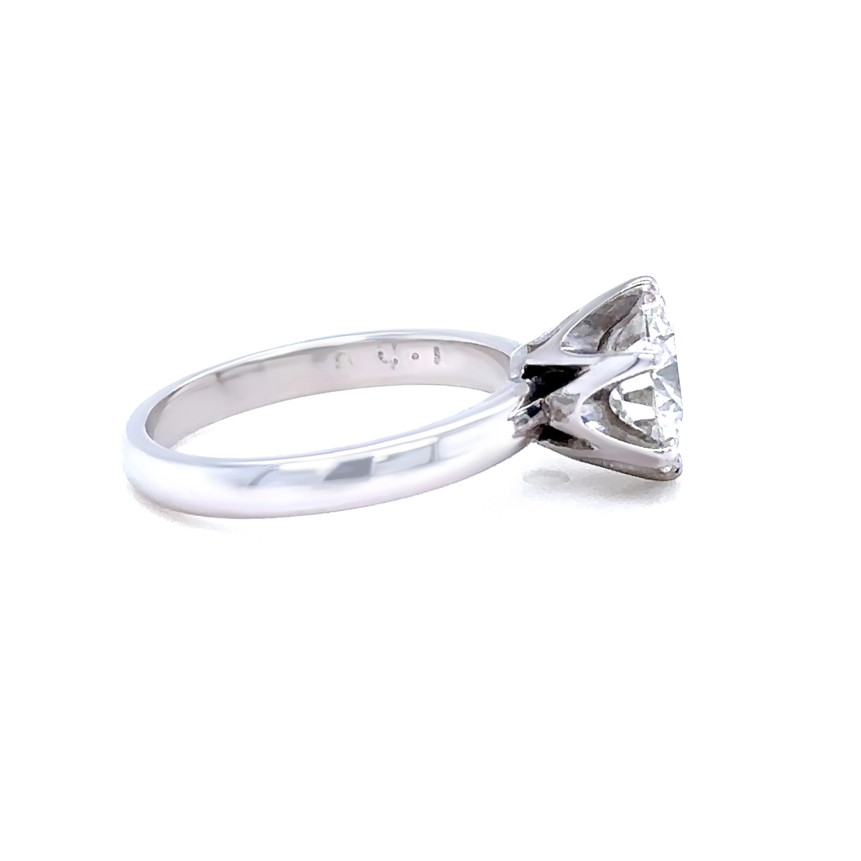 GIA Platinum Round Brilliant Cut Diamond Engagement Ring 1.56ct - Image 4