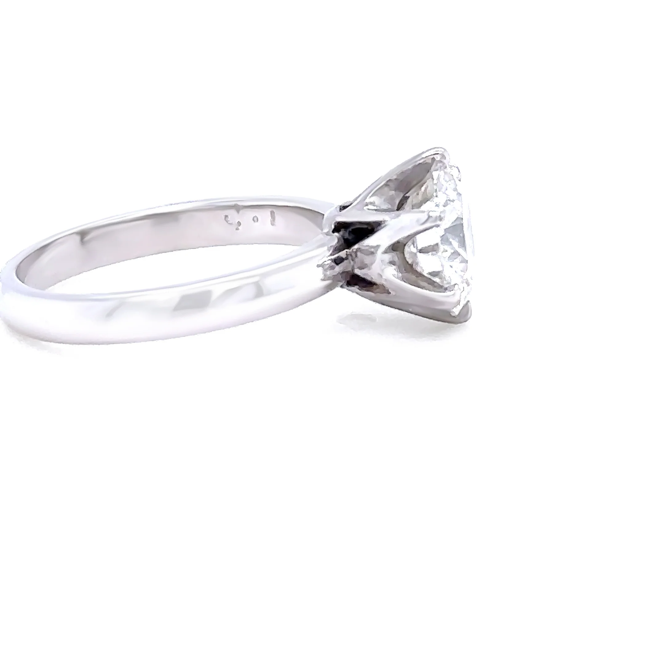 GIA Platinum Round Brilliant Cut Diamond Engagement Ring 1.56ct - Image 5