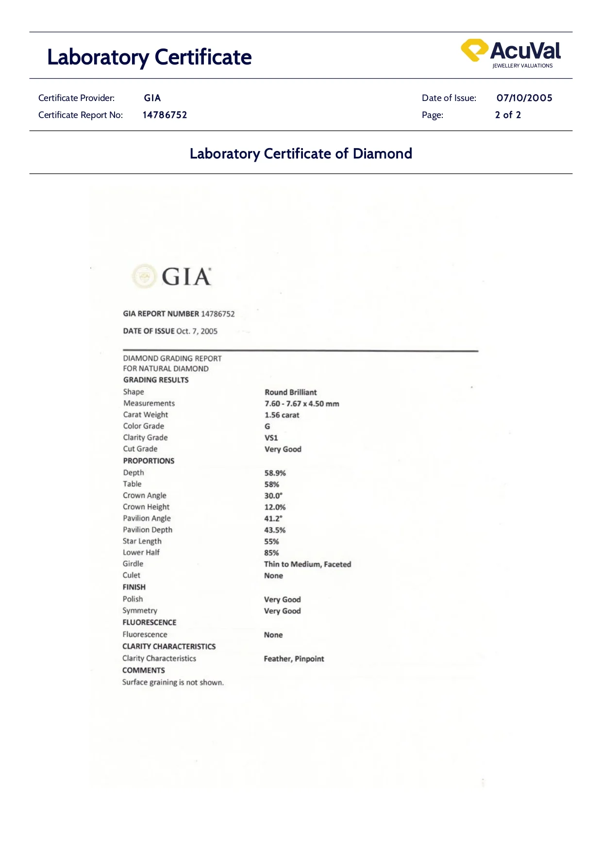 GIA Platinum Round Brilliant Cut Diamond Engagement Ring 1.56ct - Image 8