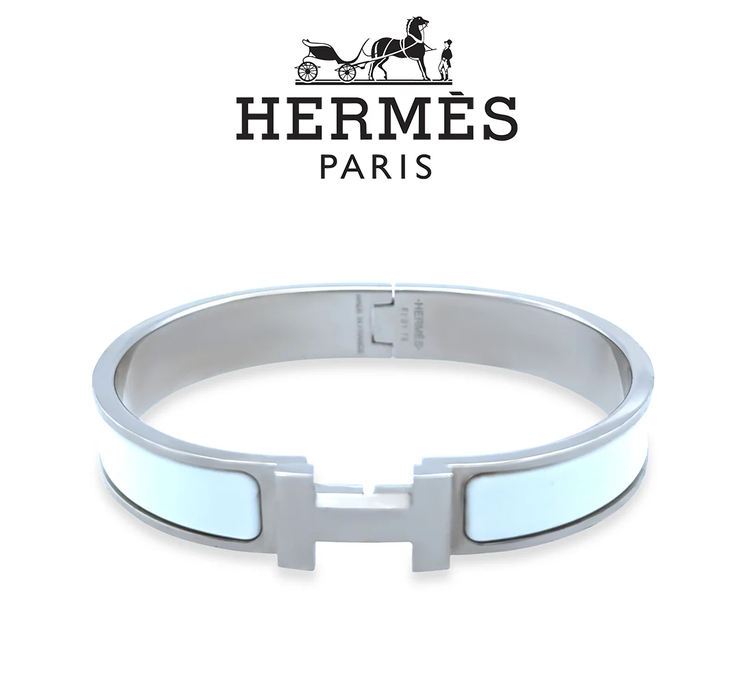 Hermès Clic H Bracelet Palladium-Plated White