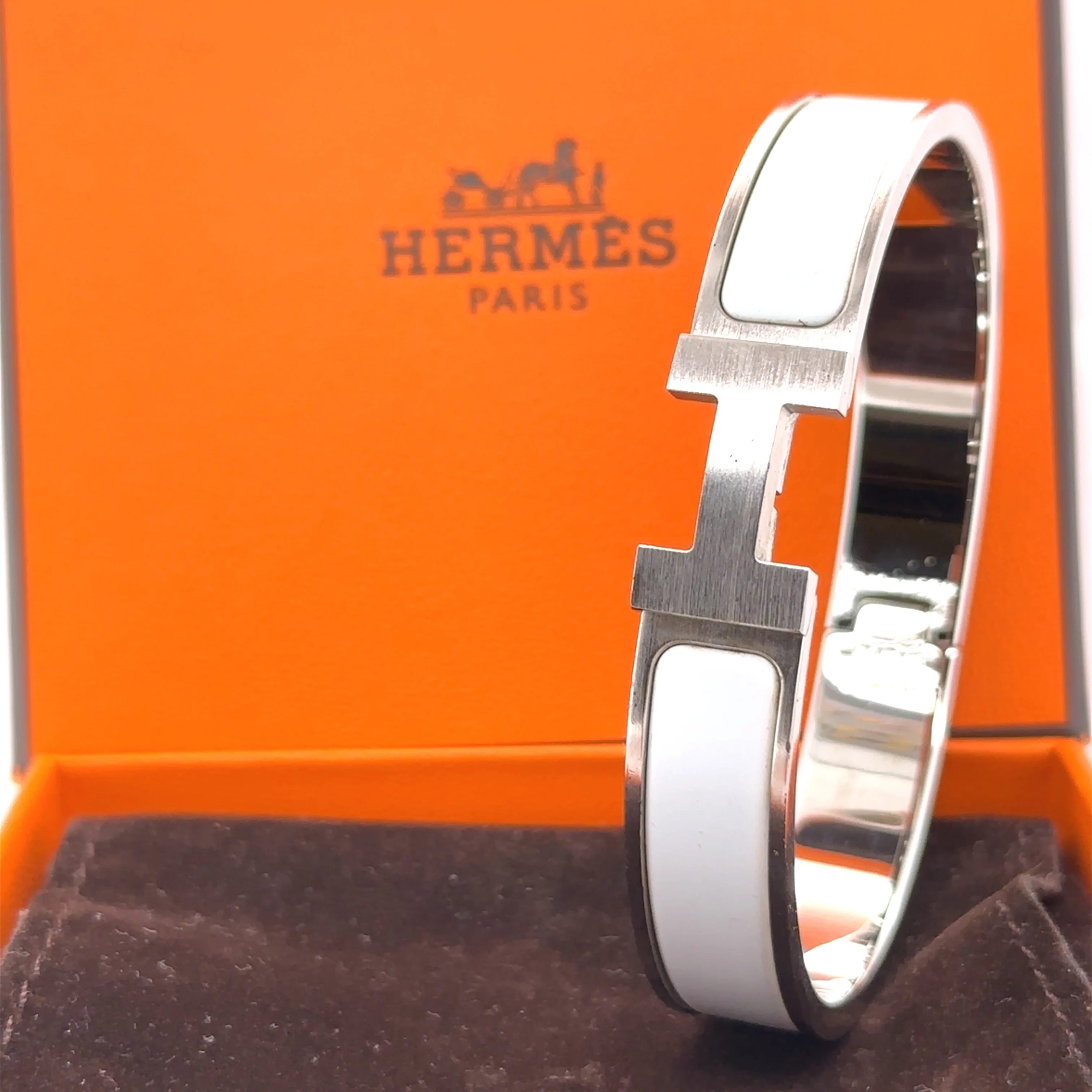 Hermès Clic H Bracelet Palladium-Plated White - Image 4