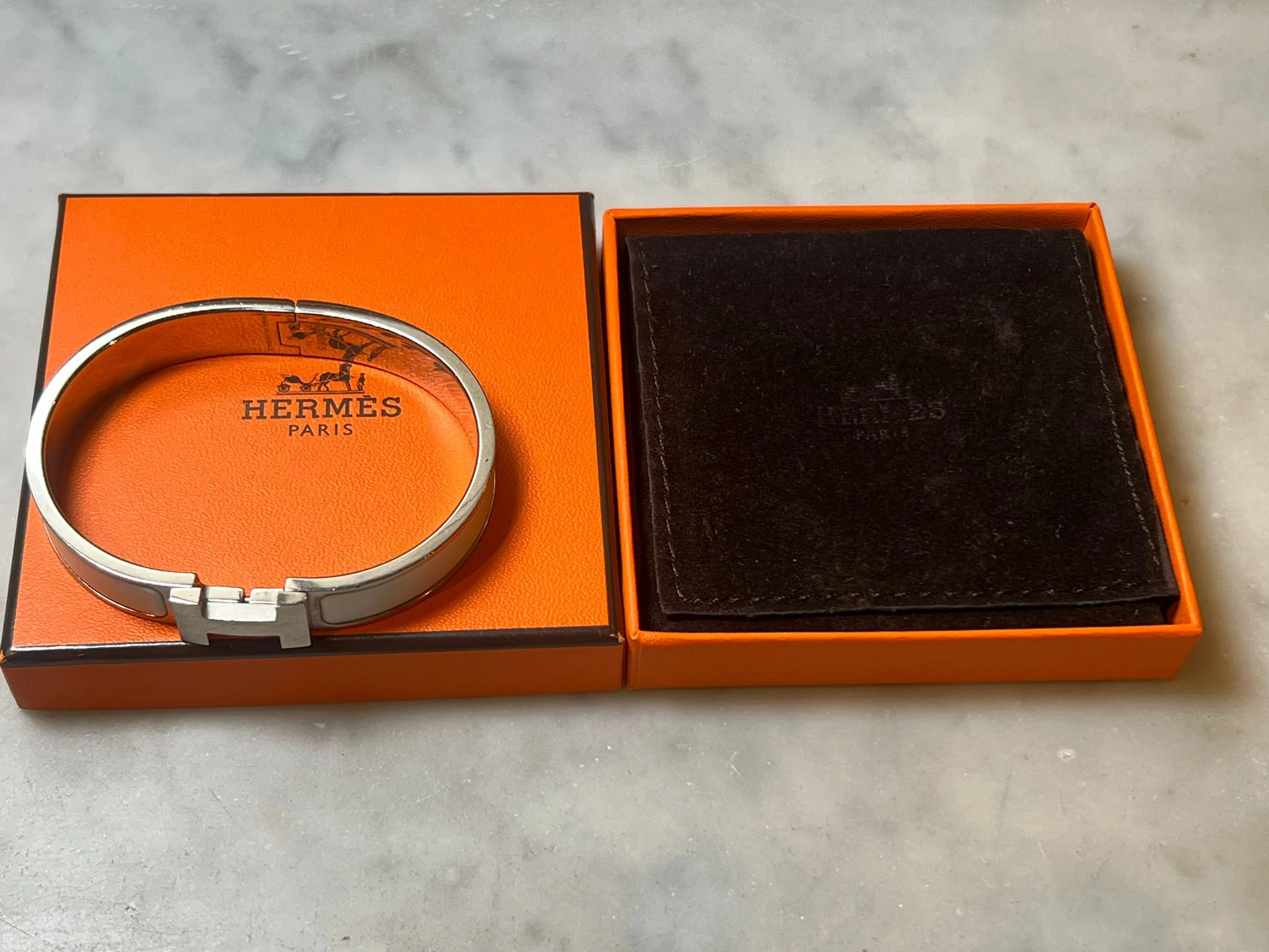 Hermès Clic H Bracelet Palladium-Plated White - Image 6