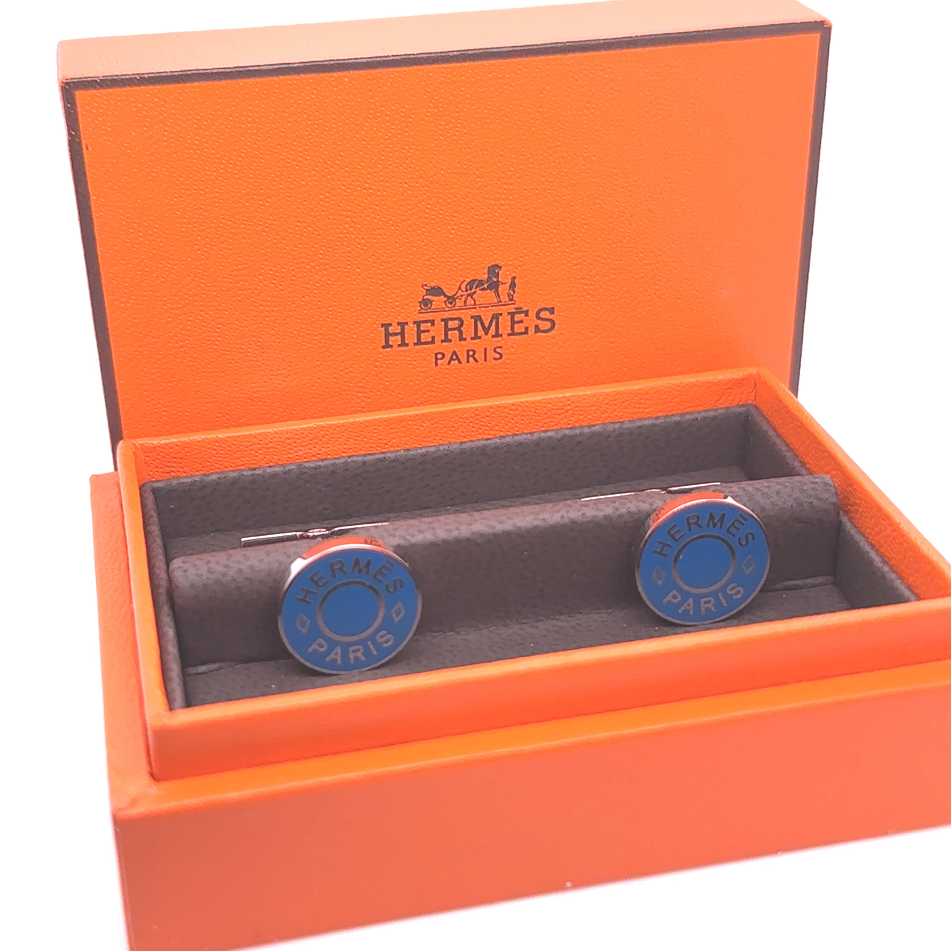 Hermès Licol 2 Bleu Sapphire Cufflinks 9.78g - Image 7
