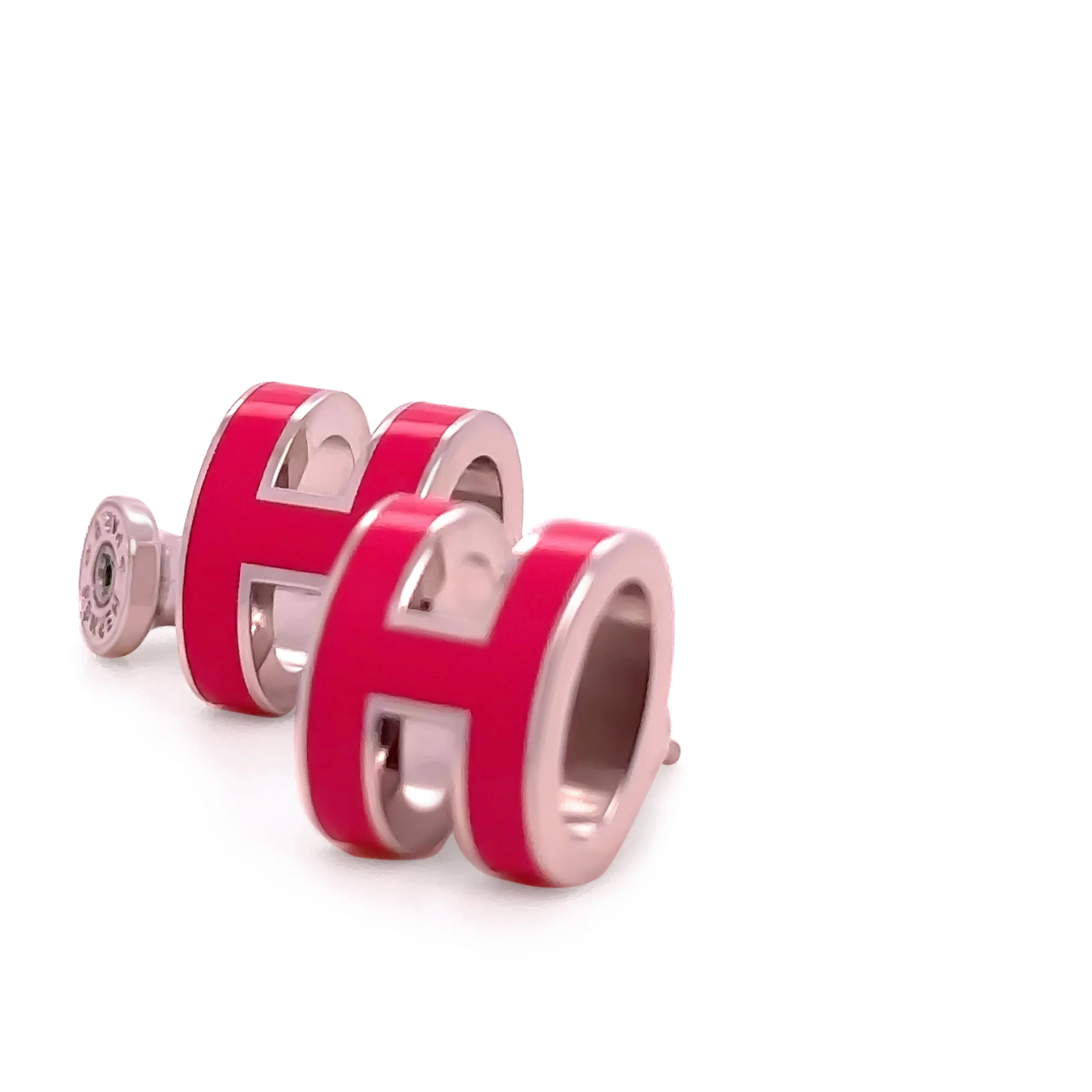 Hermès Mini Pop Pink H Palladium-Plated Earrings 5.52g - Image 3