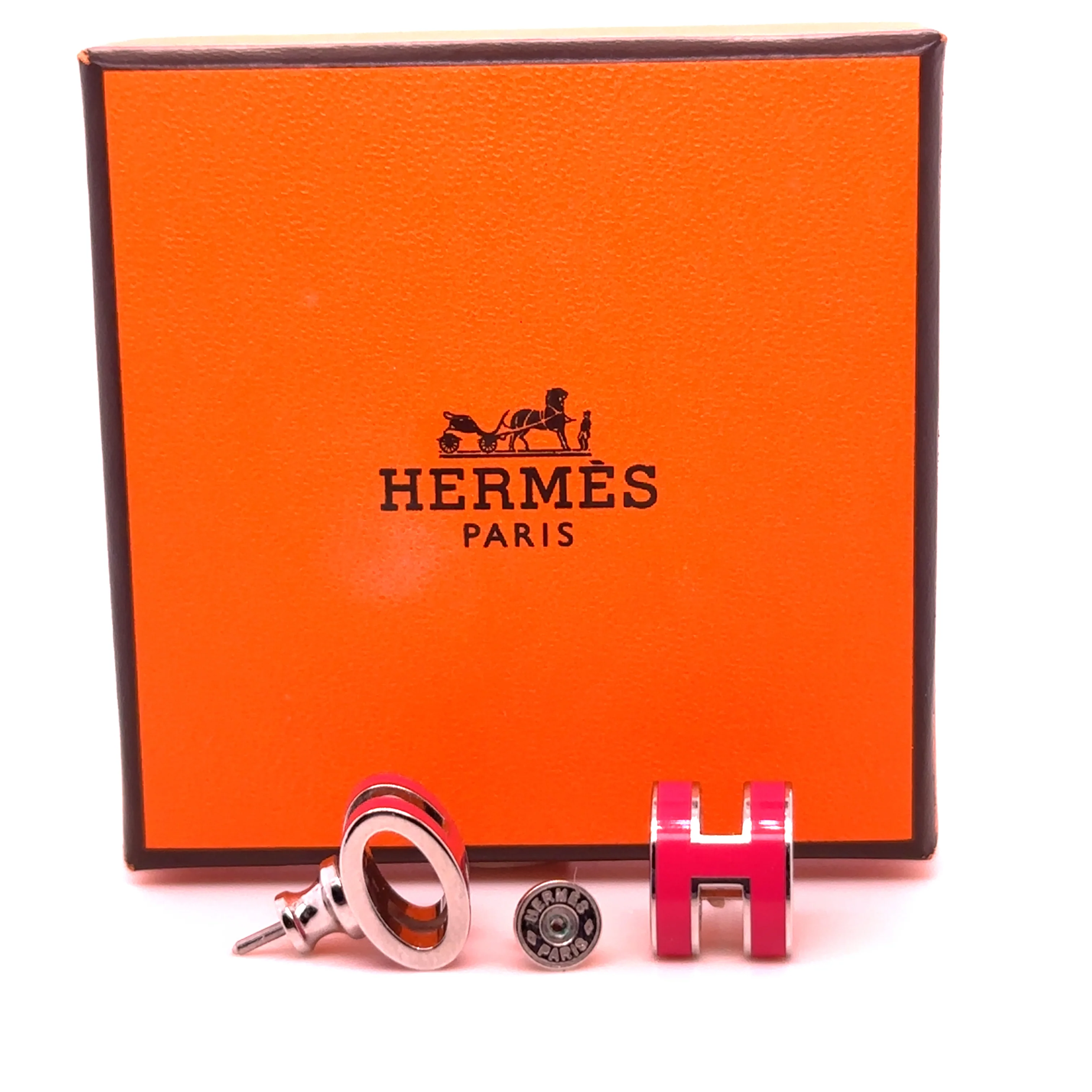 Hermès Mini Pop Pink H Palladium-Plated Earrings 5.52g - Image 6