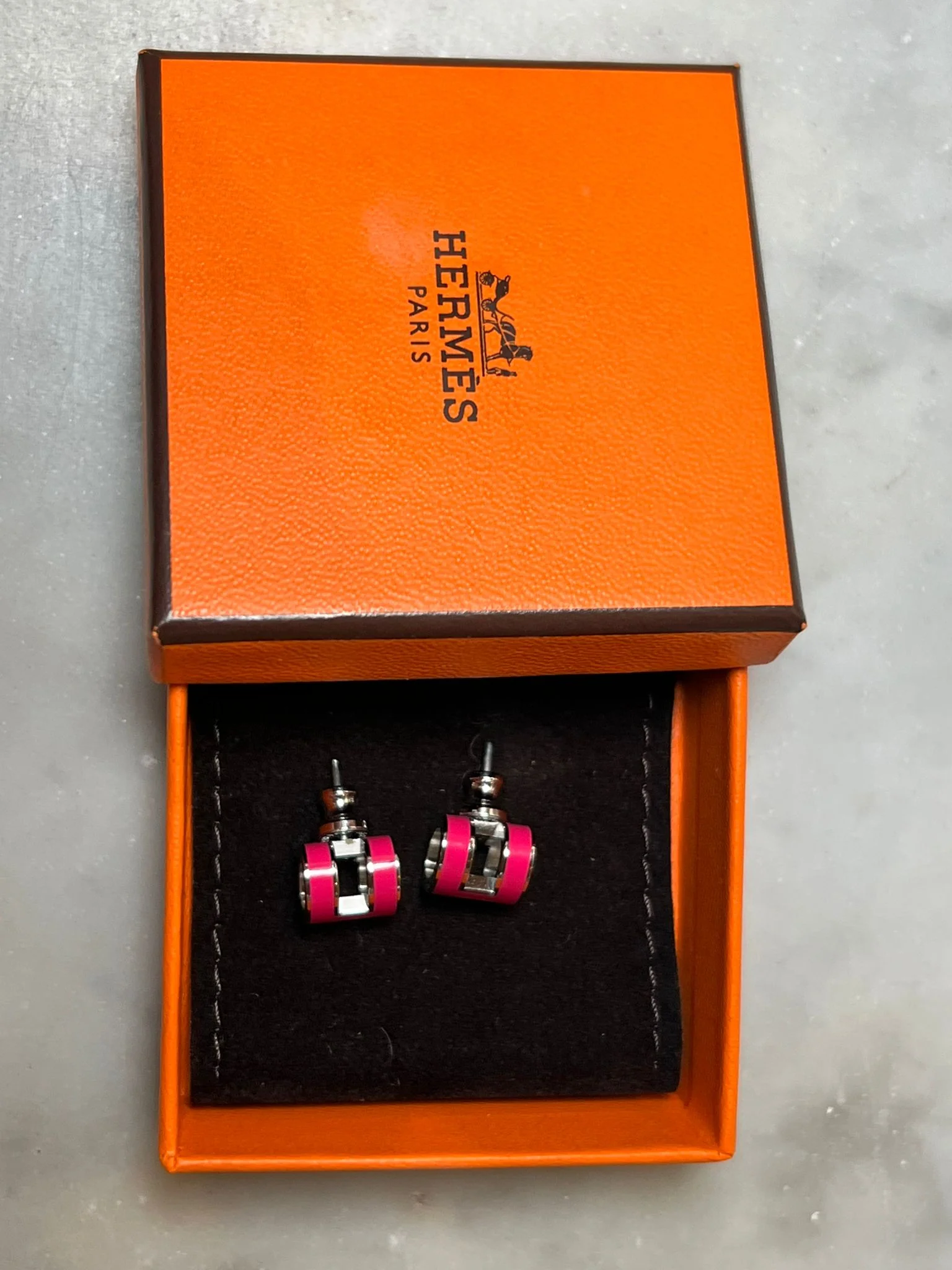 Hermès Mini Pop Pink H Palladium-Plated Earrings 5.52g - Image 8