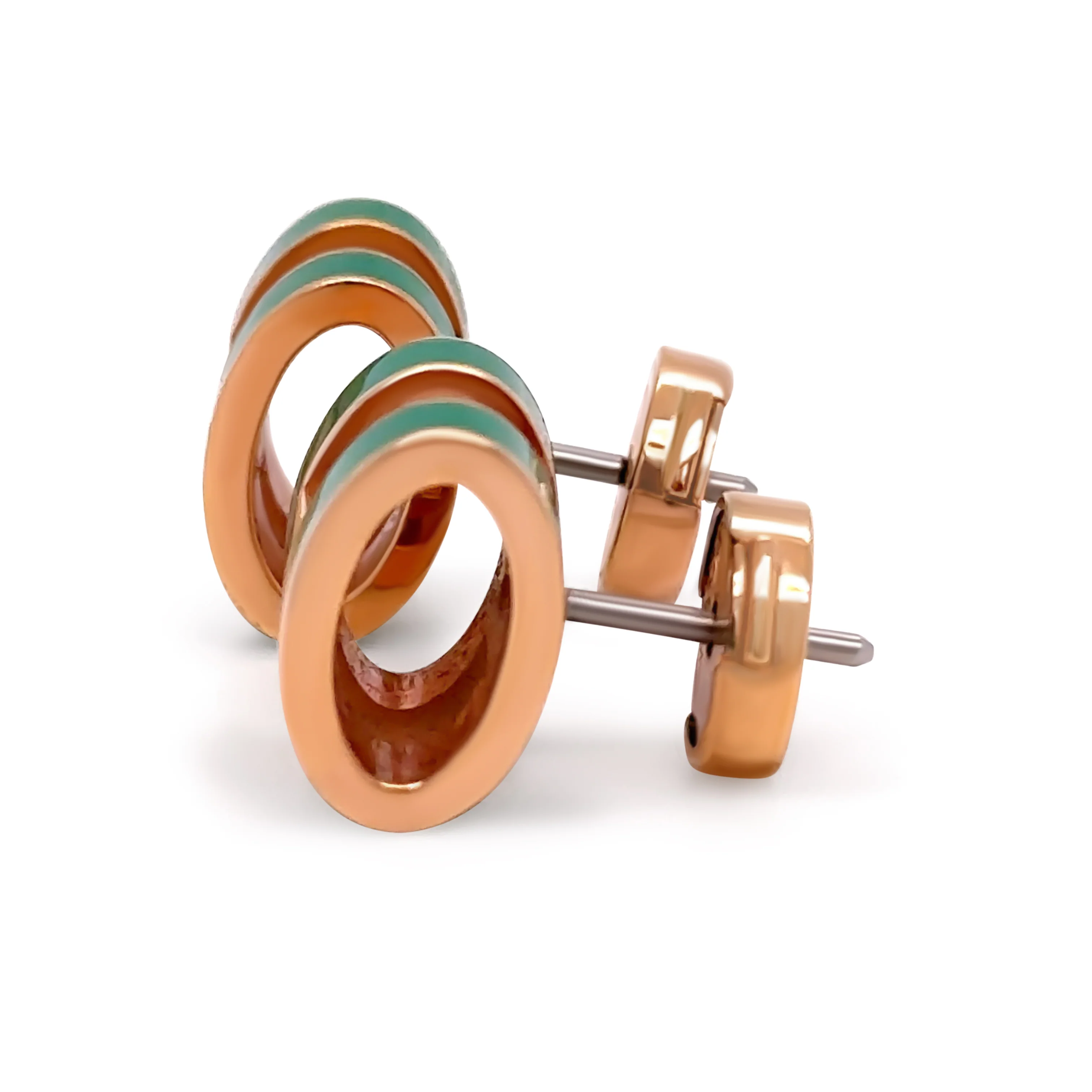 Hermès Rose Gold-Plated Pop H Earrings with Green Malachite Lacquer - Image 3