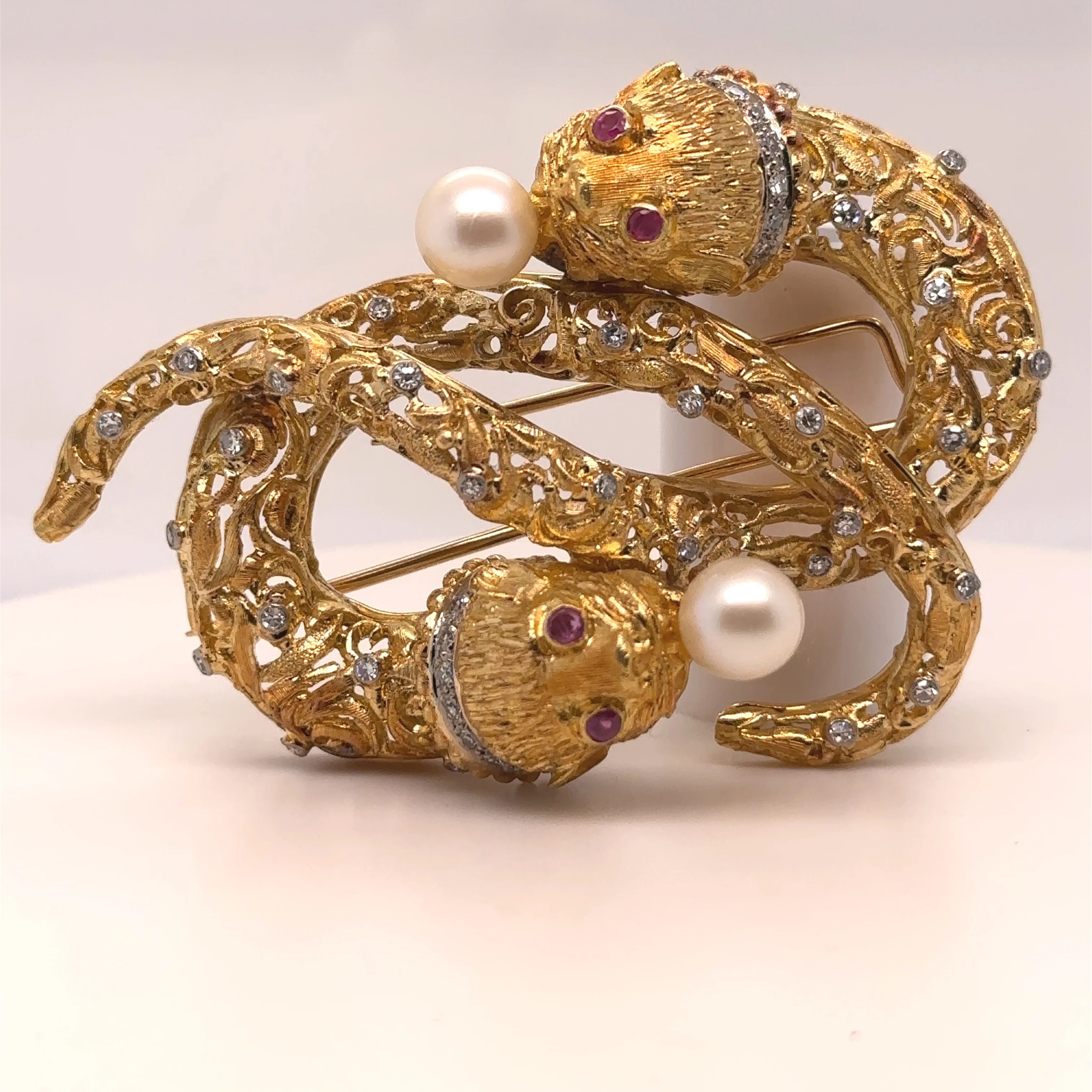 Ilias Lalaounis Vintage Intertwined Chimeras Brooch - Image 4