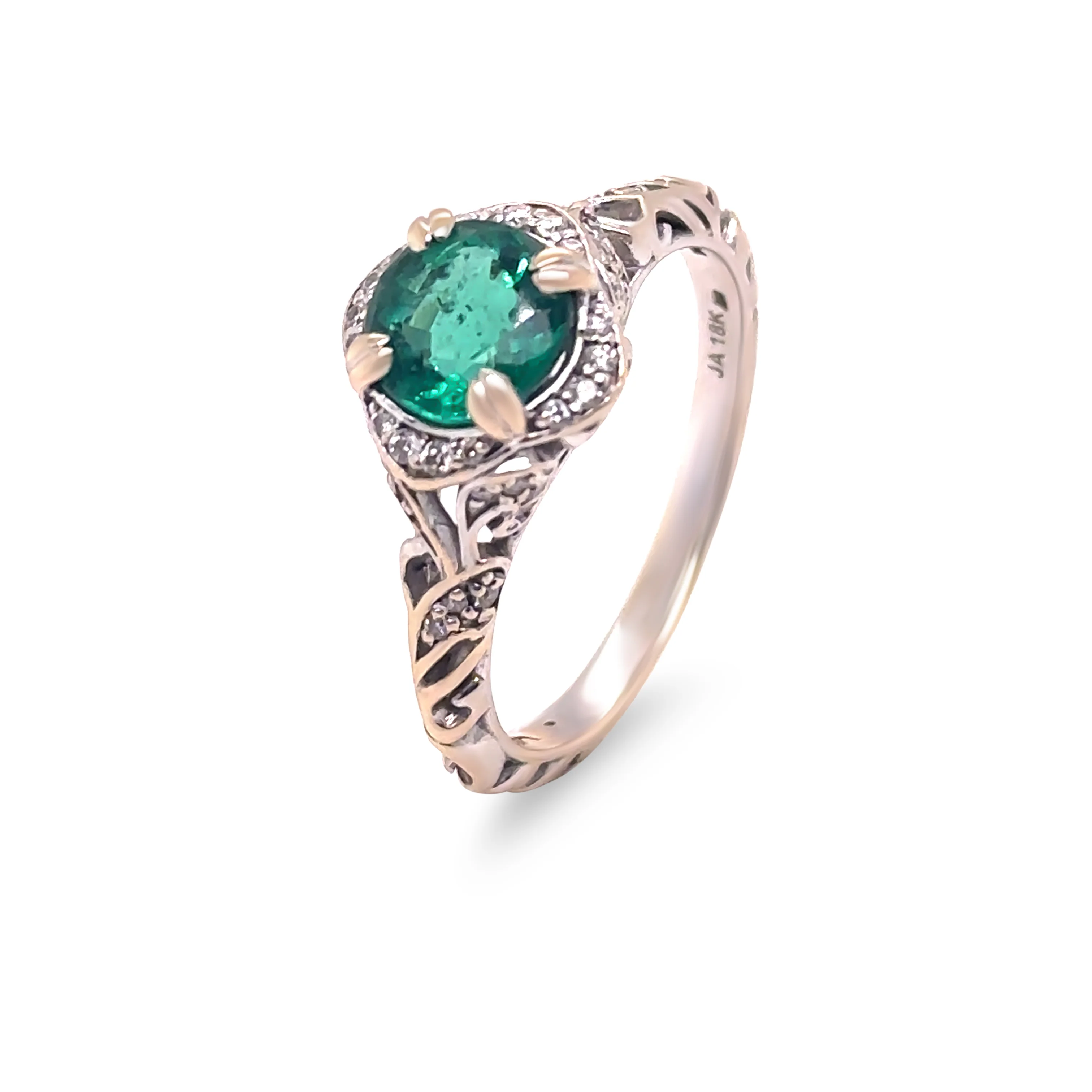 James Allen 18ct White Gold Emerald & Diamond Ring 1.47ct 4.19g - Image 5