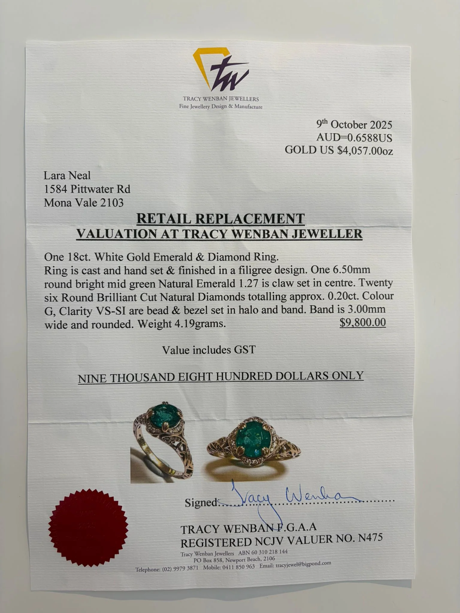 James Allen 18ct White Gold Emerald & Diamond Ring 1.47ct 4.19g - Image 7
