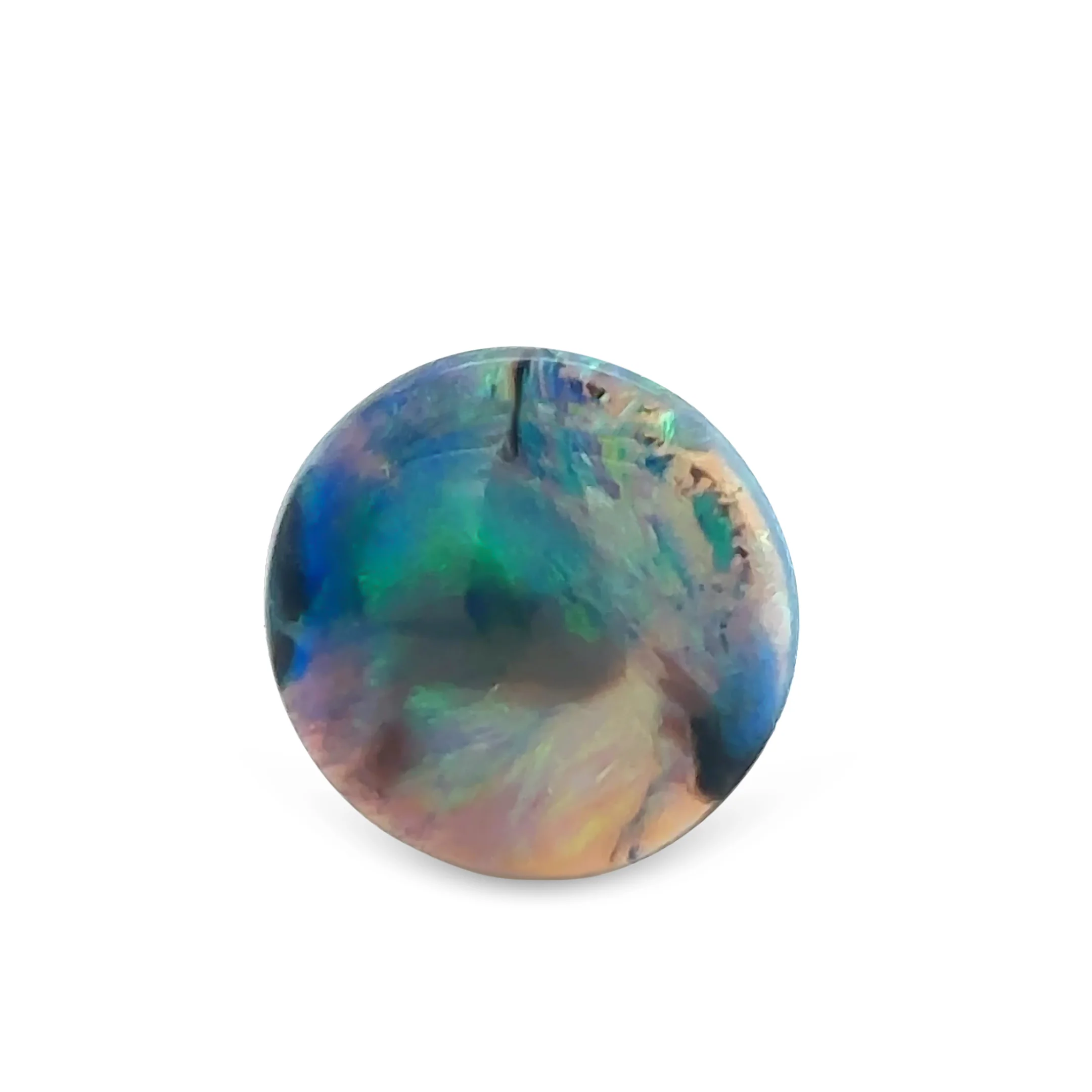 Loose Round Lightning Ridge Black Opal 5.15ct– Green/Blue Flowing Pattern - Image 2