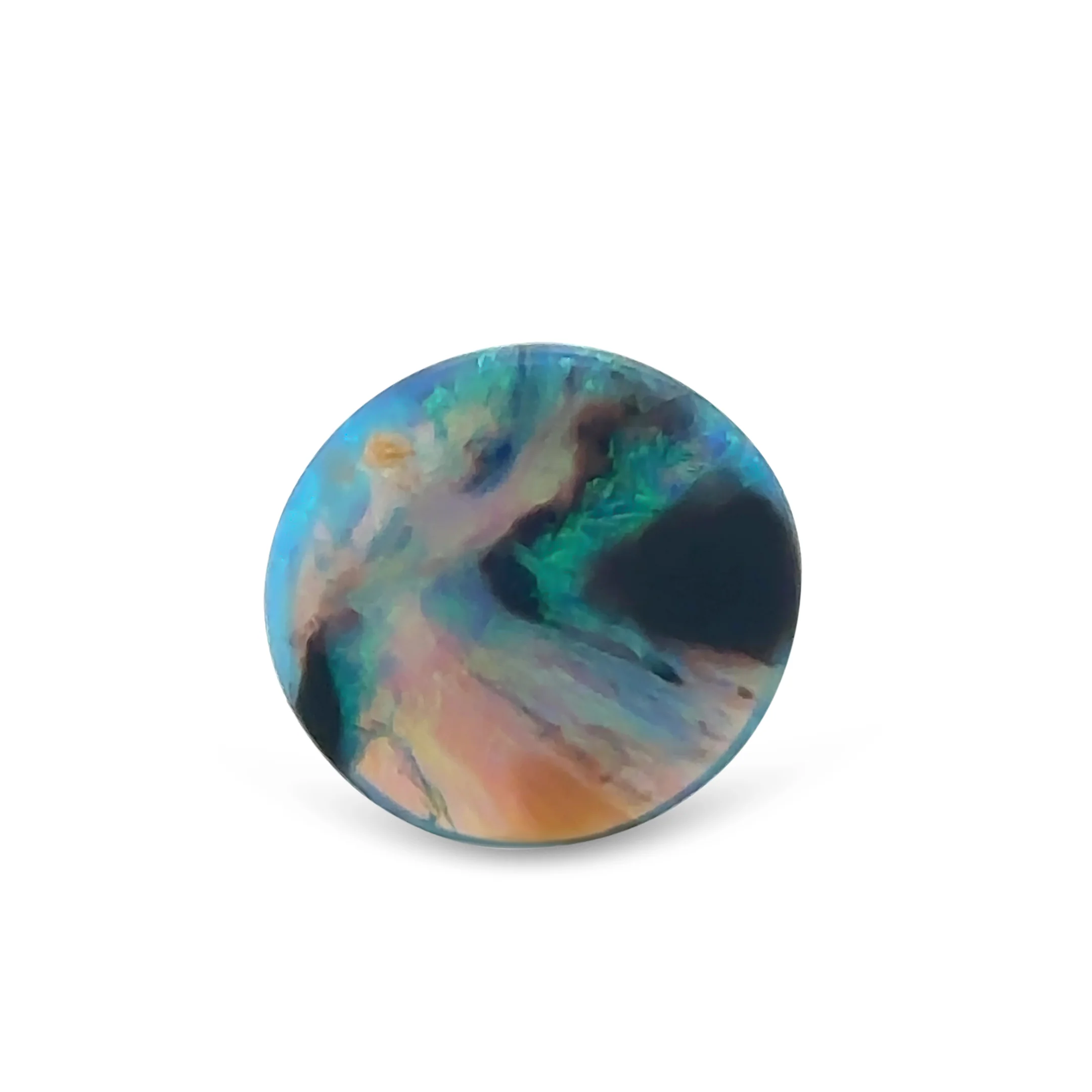 Loose Round Lightning Ridge Black Opal 5.15ct– Green/Blue Flowing Pattern - Image 3
