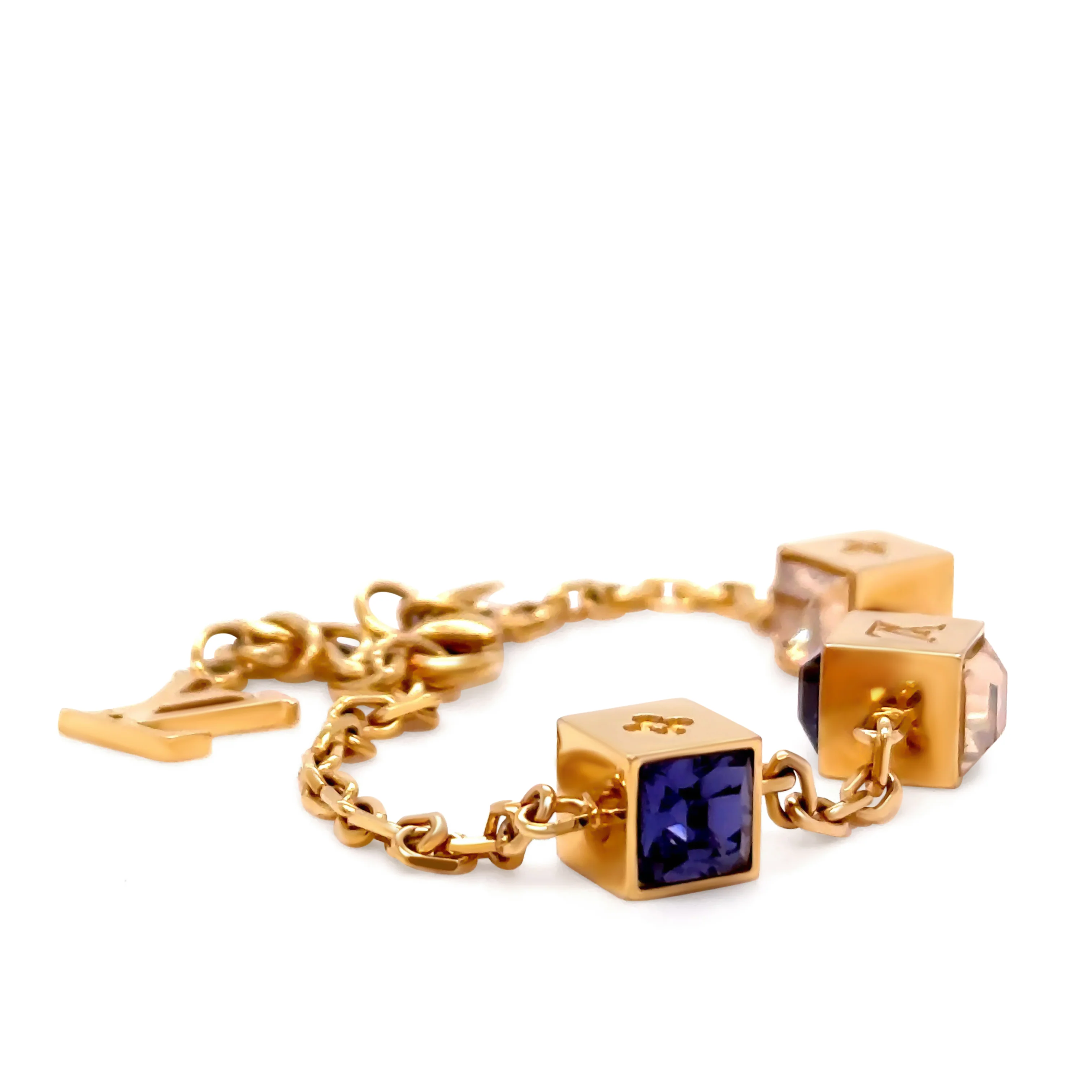 Louis Vuitton Gold-Tone Gamble Crystal Bracelet with Swarovski Crystals 12.65g - Image 3