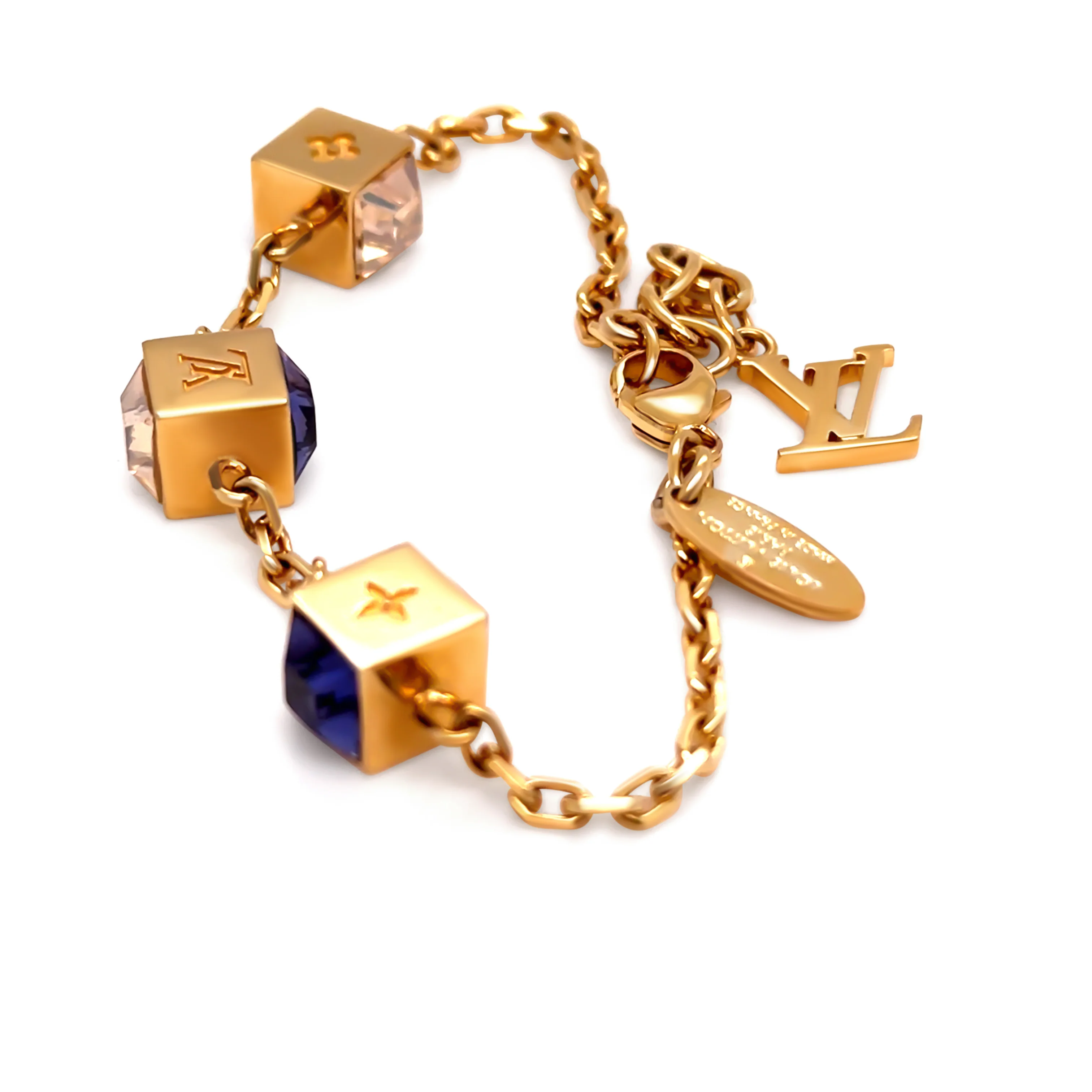 Louis Vuitton Gold-Tone Gamble Crystal Bracelet with Swarovski Crystals 12.65g - Image 5